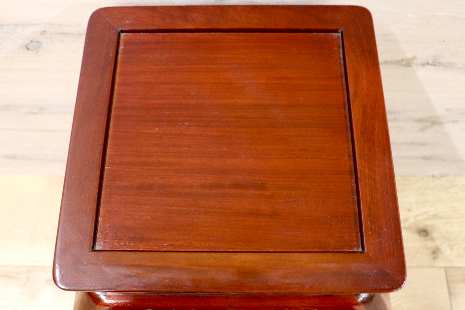 GMHS473○karimoku / カリモク 透かし彫り 木製 天然木 花台 飾り台 香炉台 猫脚飾台 香炉台 盆栽台 レトロ オールドカリモク