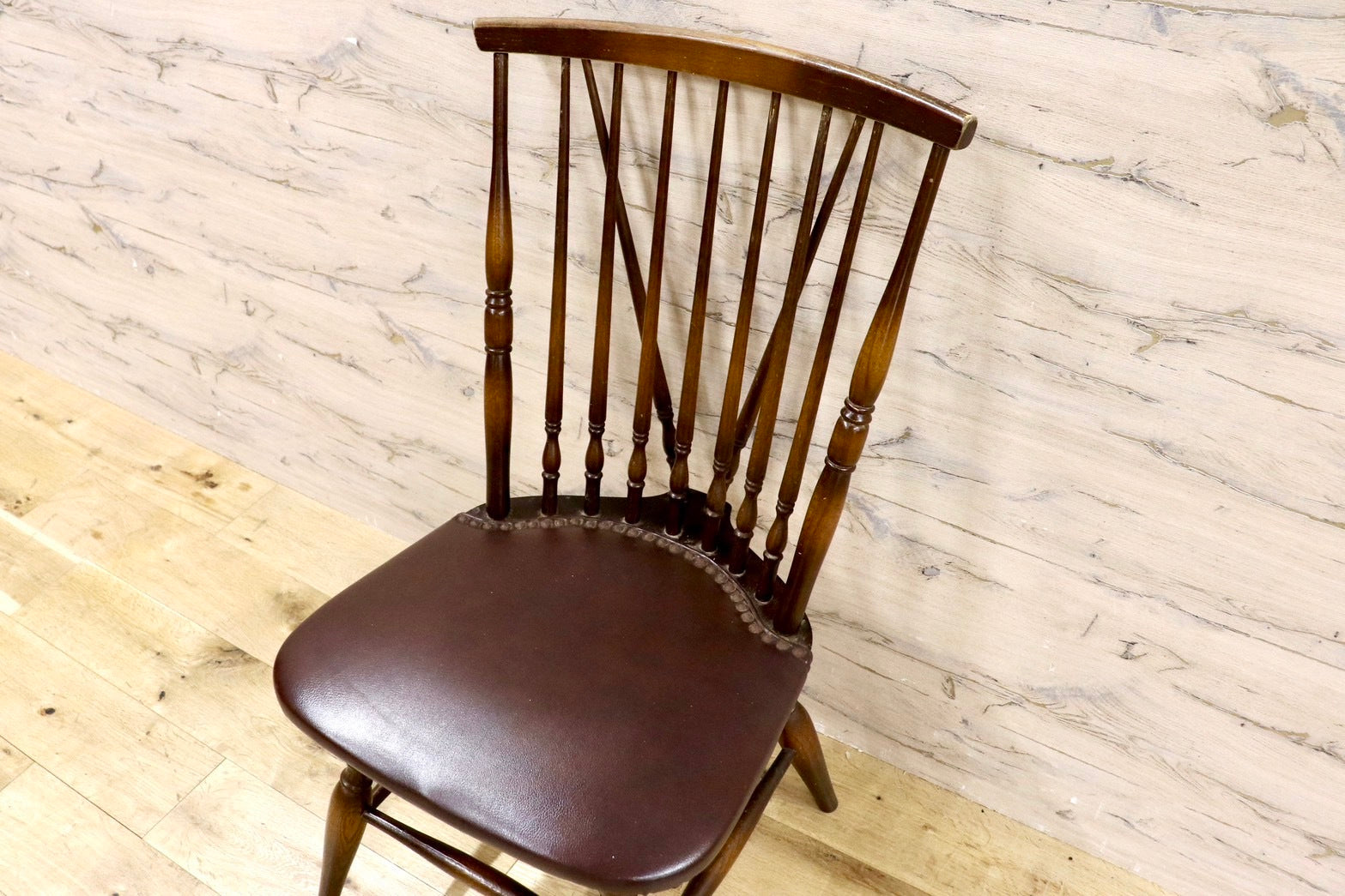 GMHH393D○飛騨産業 / HIDA キツツキ ダイニングチェアウィンザーチェア 椅子 木製 ビンテージ アンティーク 古民家 ノスタルジック