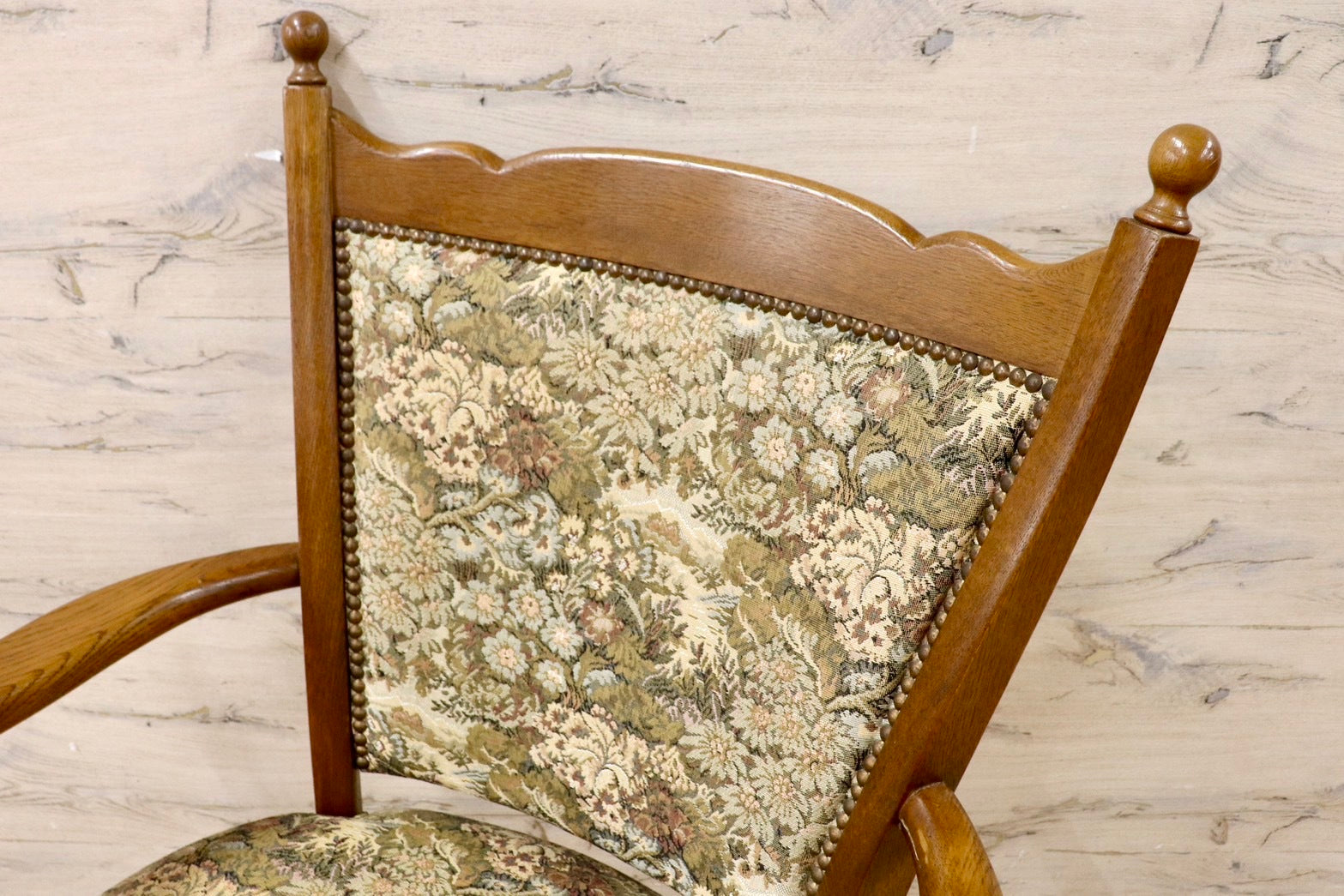 GMHK577B○karimoku / カリモク アームチェア ラウンジチェア 椅子 イス ファブリック 花柄 カントリー レトロ 国産家具 稀少