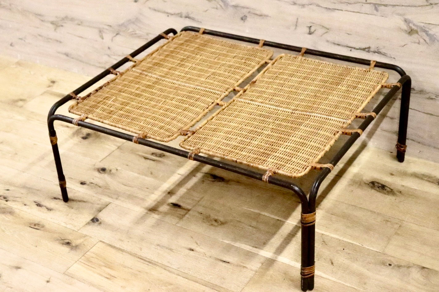 GMHH388C○アジアン ローテーブル センターテーブル リゾート アイアン ラタン 籐 アンティーク