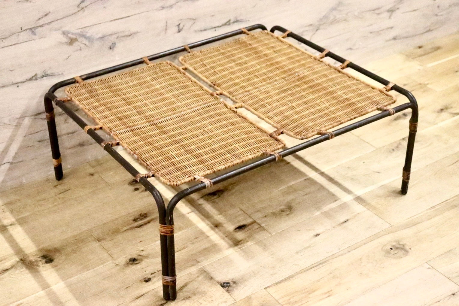 GMHH388C○アジアン ローテーブル センターテーブル リゾート アイアン ラタン 籐 アンティーク