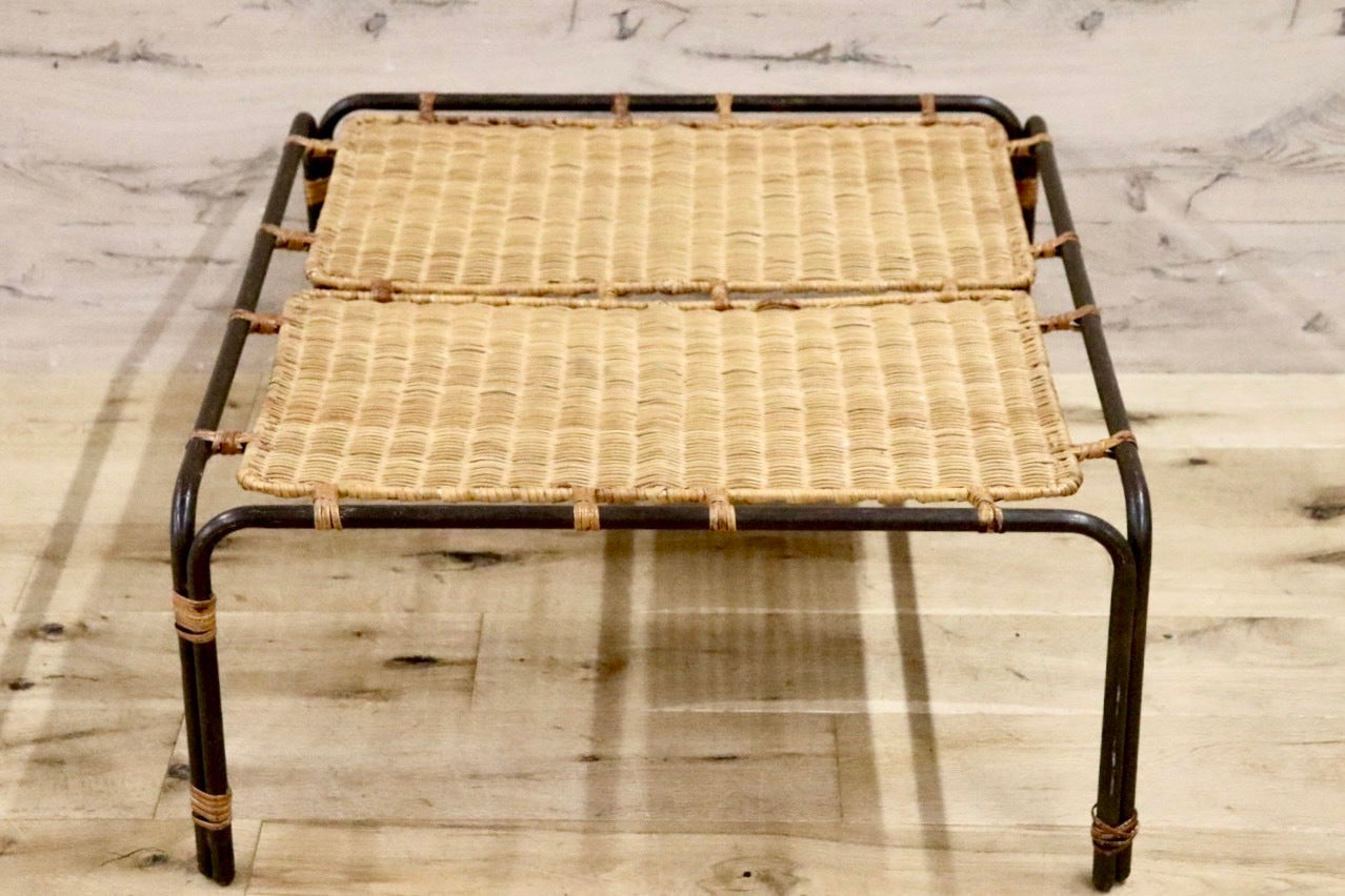 GMHH388C○アジアン ローテーブル センターテーブル リゾート アイアン ラタン 籐 アンティーク