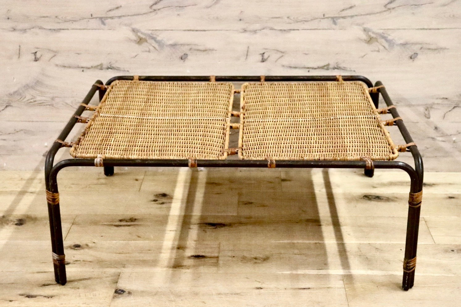 GMHH388C○アジアン ローテーブル センターテーブル リゾート アイアン ラタン 籐 アンティーク