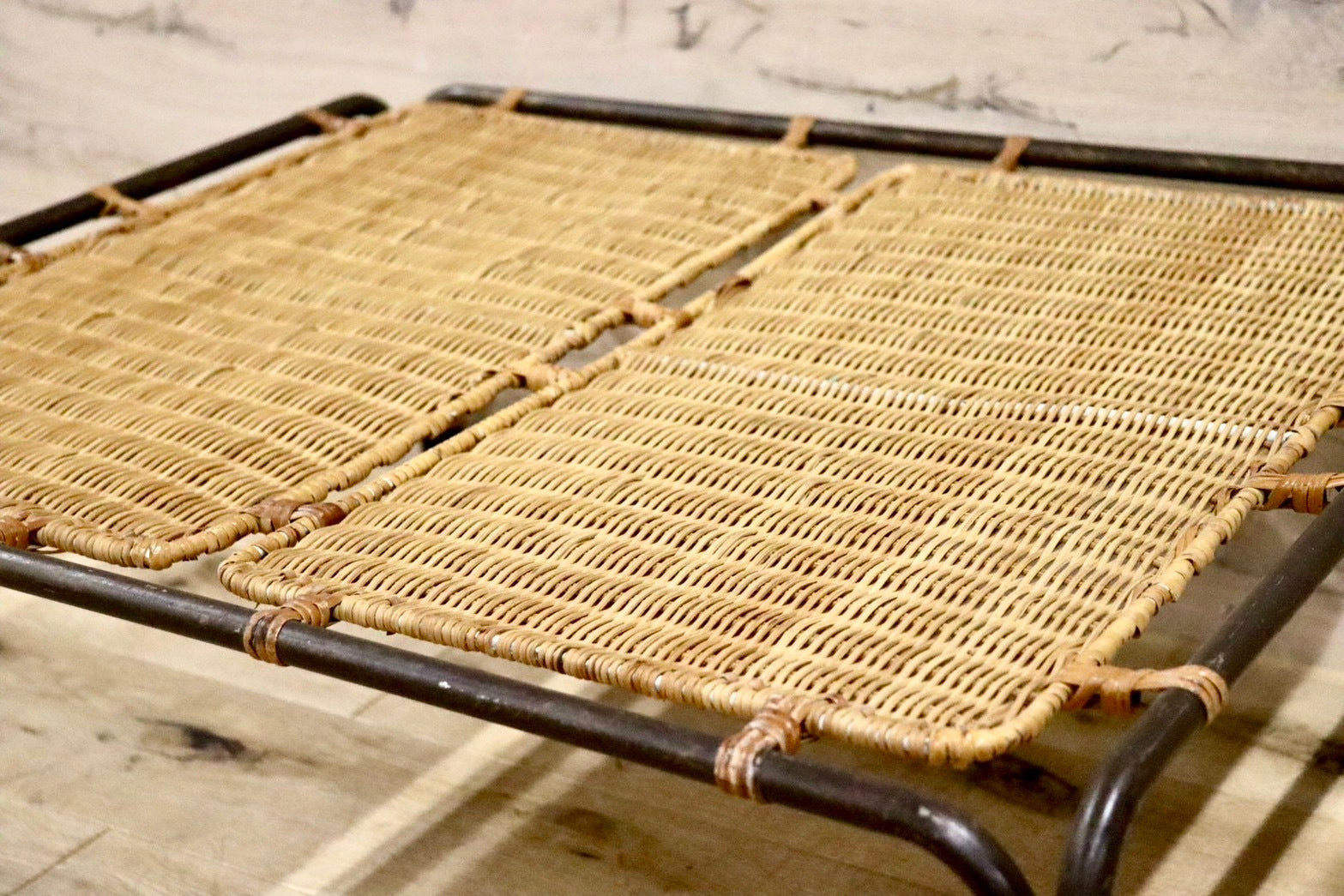 GMHH388C○アジアン ローテーブル センターテーブル リゾート アイアン ラタン 籐 アンティーク