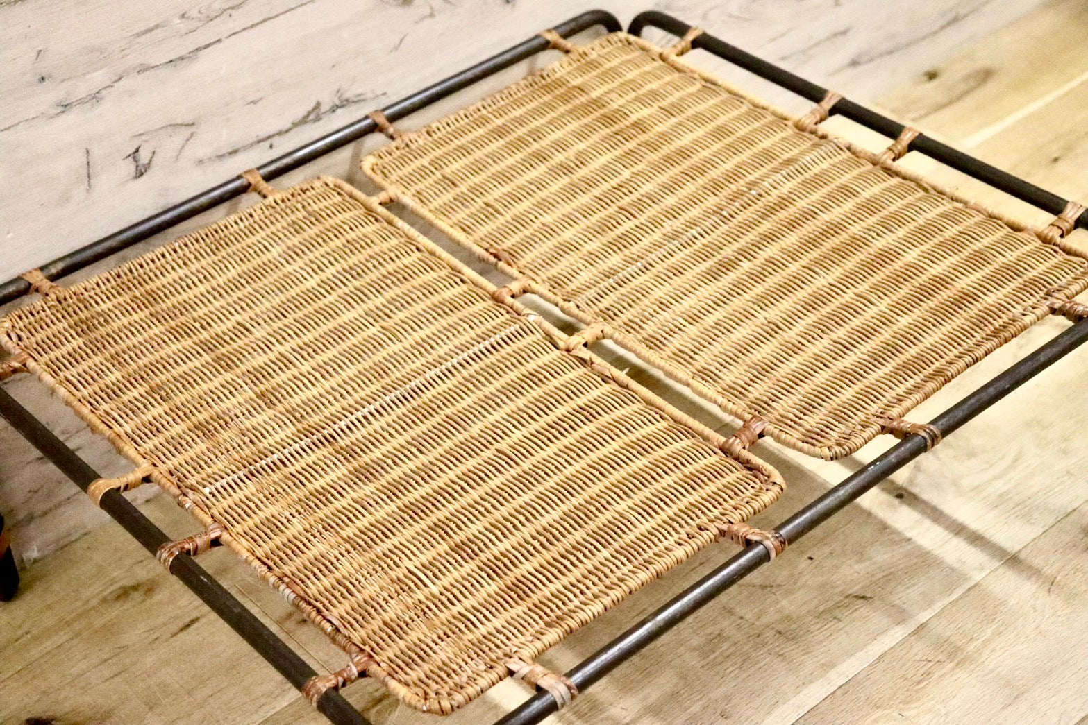 GMHH388C○アジアン ローテーブル センターテーブル リゾート アイアン ラタン 籐 アンティーク