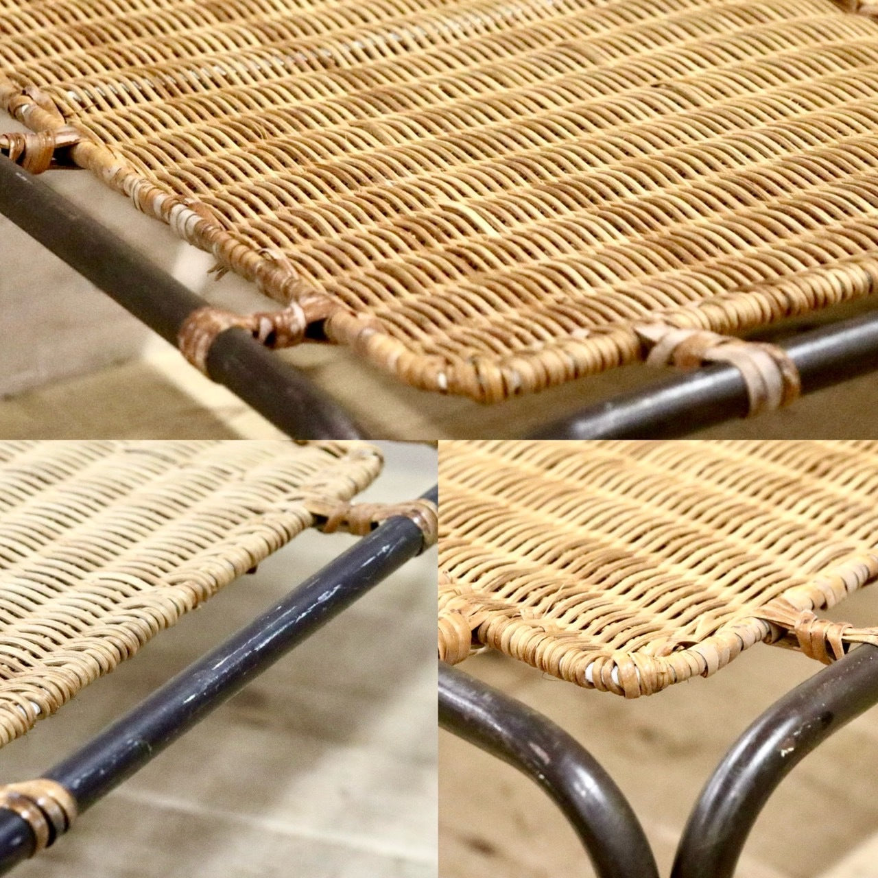 GMHH388C○アジアン ローテーブル センターテーブル リゾート アイアン ラタン 籐 アンティーク