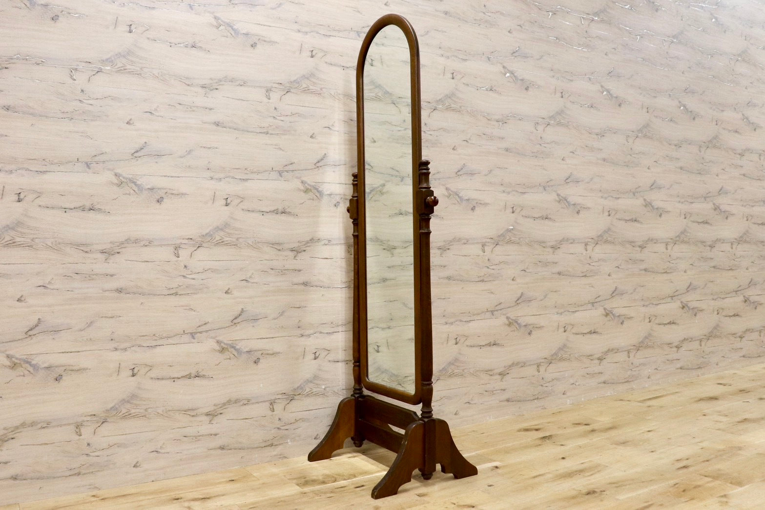 GMHK605○karimoku / カリモク コロニアル ミラー 姿見 全身鏡 スタンドミラー モダン レトロ アンティーク ブナ材