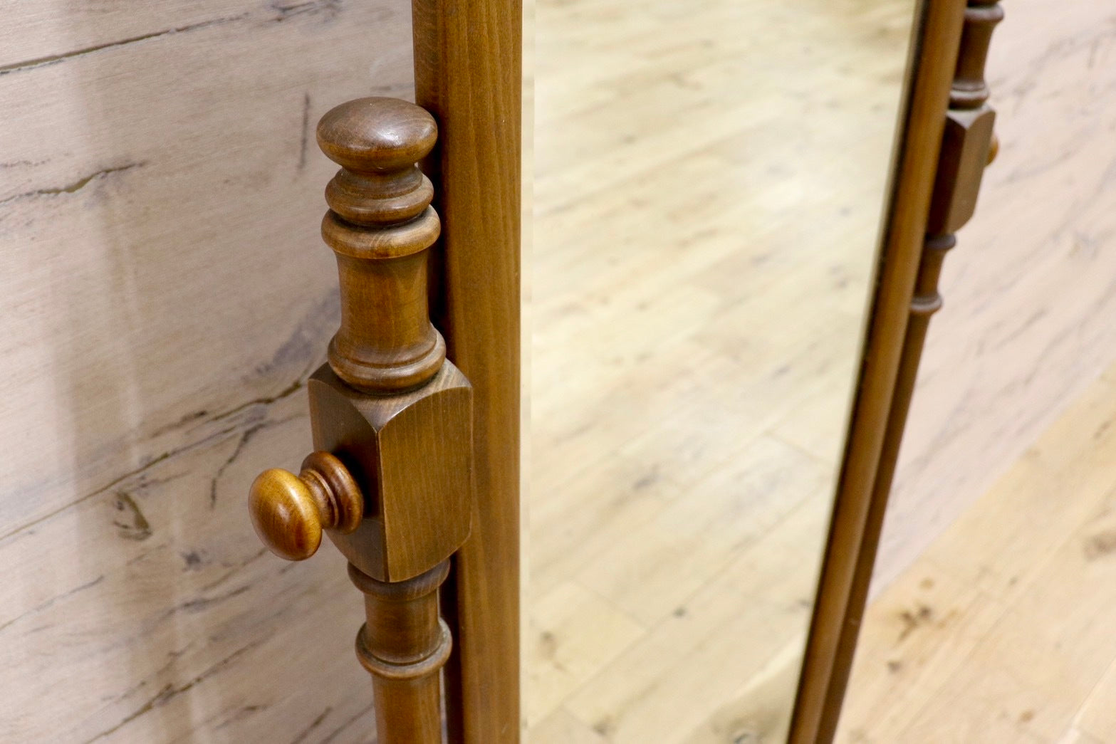 GMHK605○karimoku / カリモク コロニアル ミラー 姿見 全身鏡 スタンドミラー モダン レトロ アンティーク ブナ材