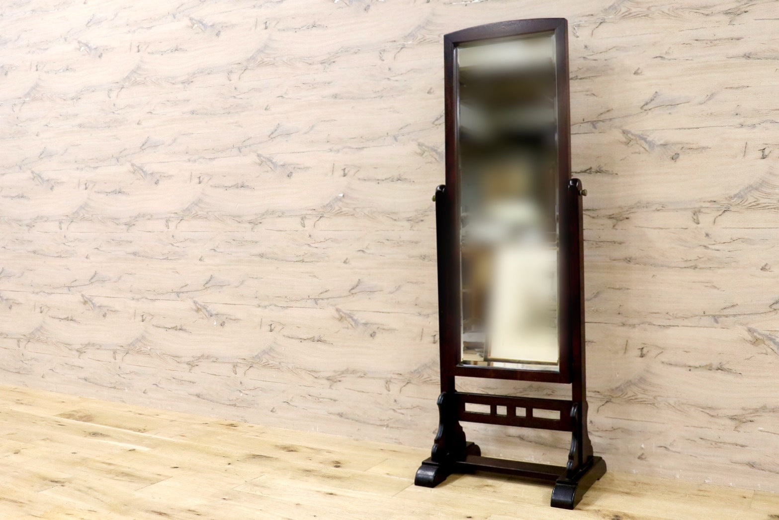 GMHK520○松本民芸家具 姿見 スタンドミラー 全身鏡 ミズメザクラ 民藝 無垢材 アンティーク レトロ 和家具 和モダン