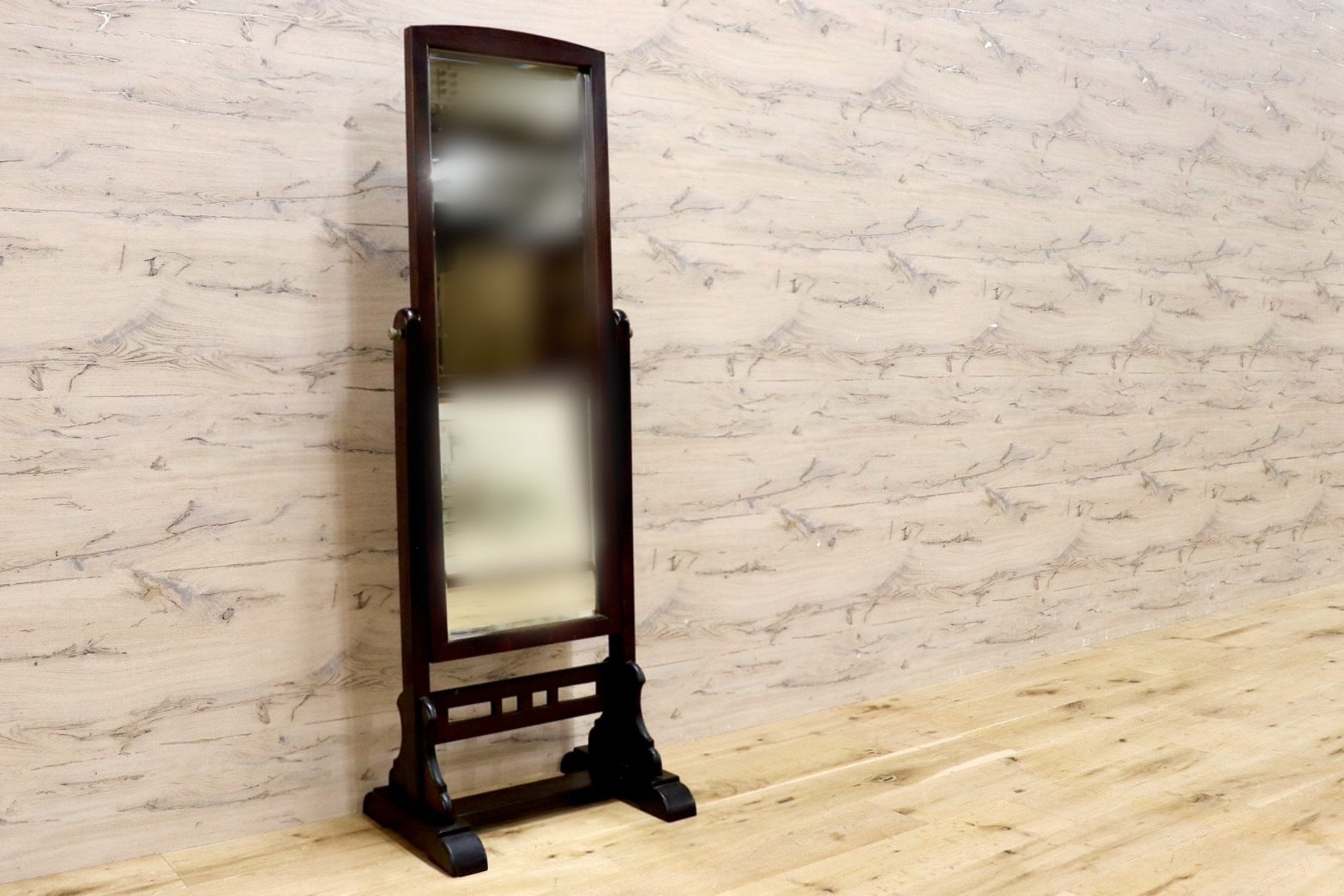 GMHK520○松本民芸家具 姿見 スタンドミラー 全身鏡 ミズメザクラ 民藝 無垢材 アンティーク レトロ 和家具 和モダン