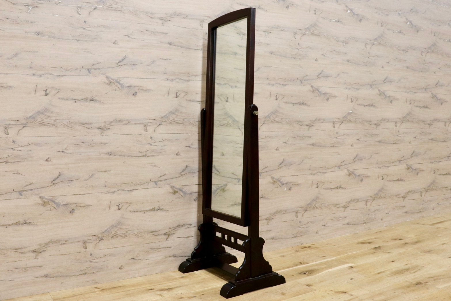 GMHK520○松本民芸家具 姿見 スタンドミラー 全身鏡 ミズメザクラ 民藝 無垢材 アンティーク レトロ 和家具 和モダン