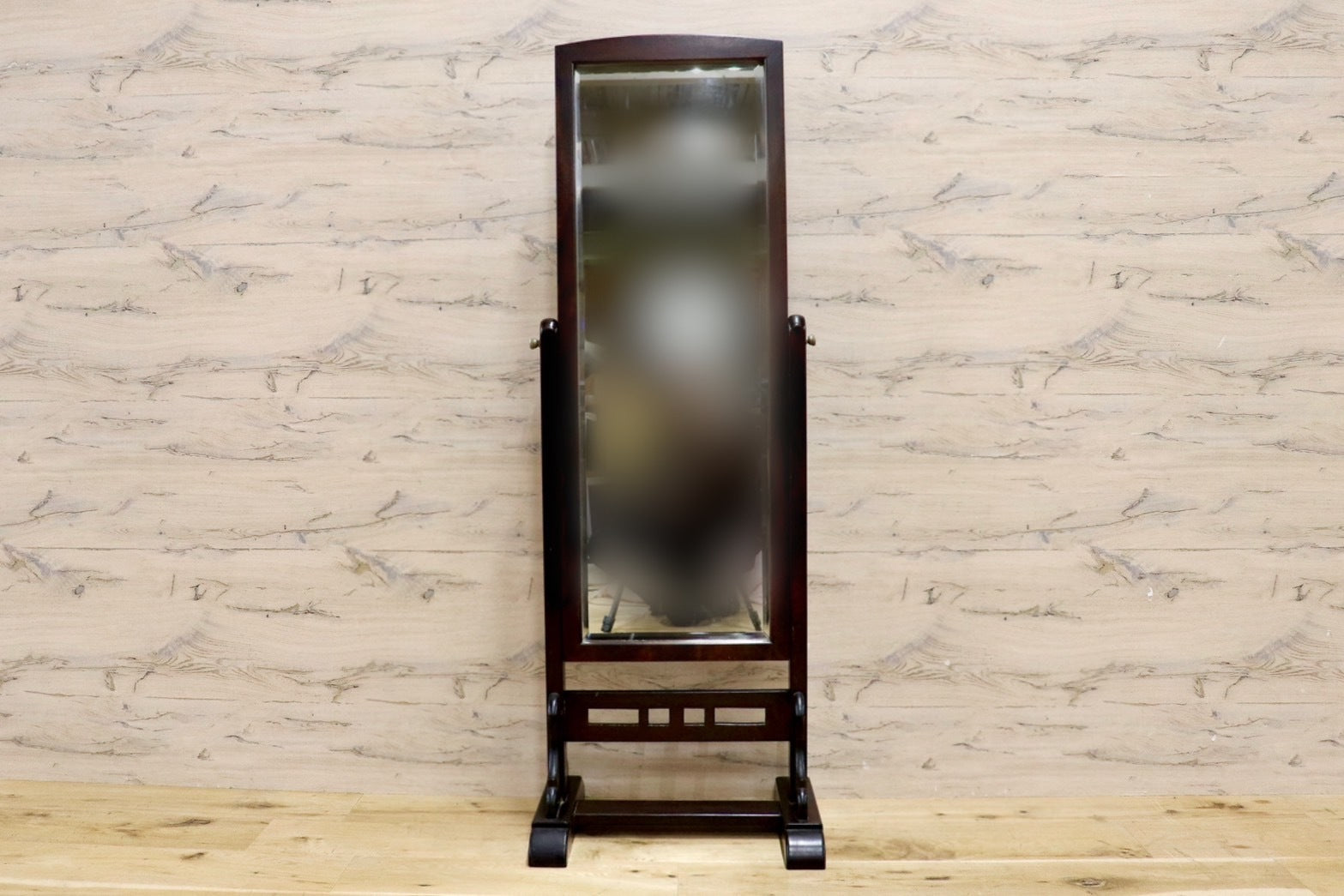 GMHK520○松本民芸家具 姿見 スタンドミラー 全身鏡 ミズメザクラ 民藝 無垢材 アンティーク レトロ 和家具 和モダン