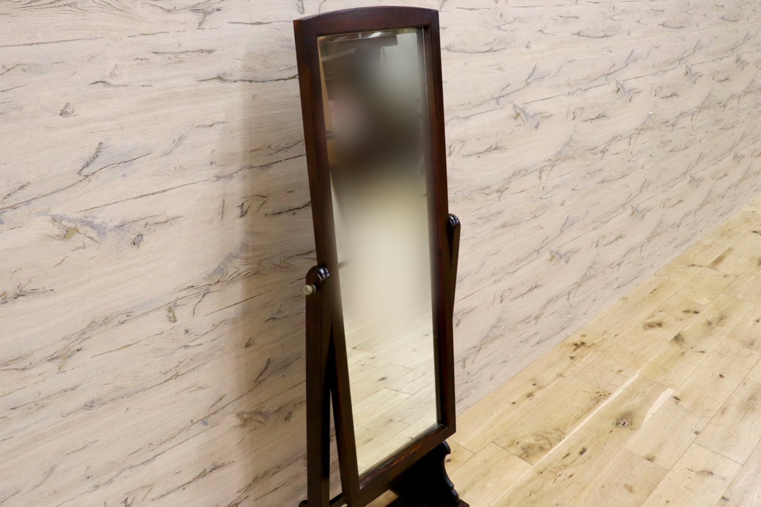 GMHK520○松本民芸家具 姿見 スタンドミラー 全身鏡 ミズメザクラ 民藝 無垢材 アンティーク レトロ 和家具 和モダン