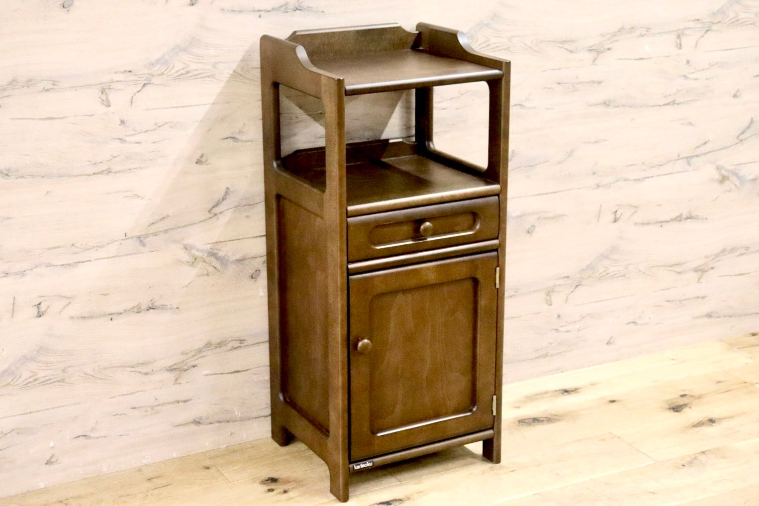 GMHH279○karimoku / カリモク 電話台 FAX台 花台 飾り台 収納家具 国産家具 天然木 レトロ