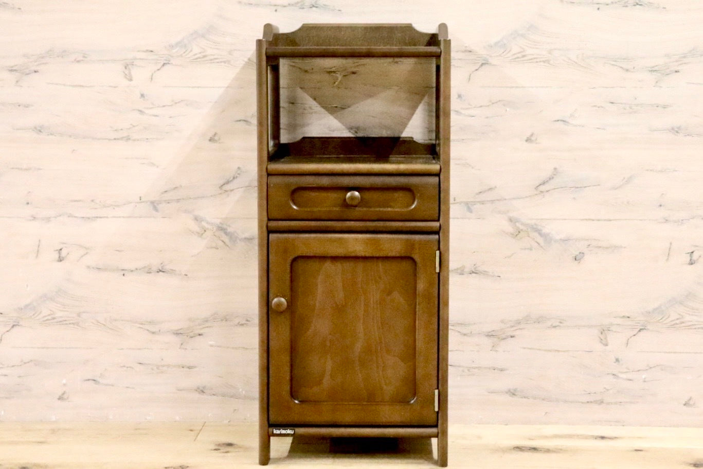 GMHH279○karimoku / カリモク 電話台 FAX台 花台 飾り台 収納家具 国産家具 天然木 レトロ