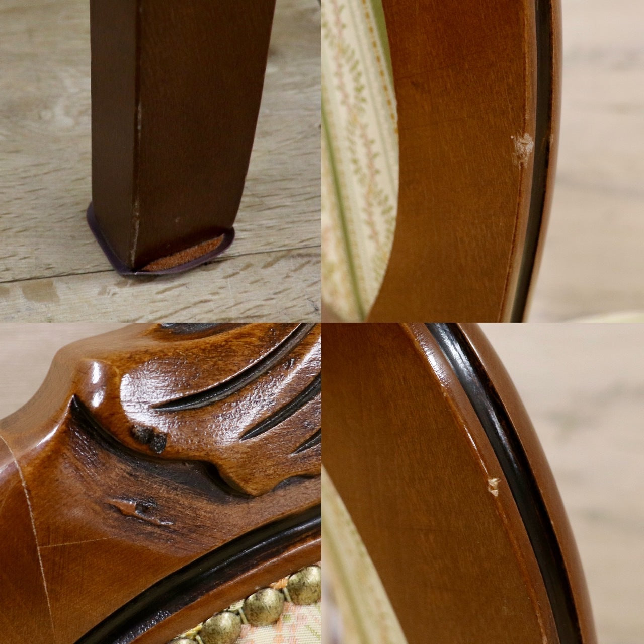 GMHK653○イタリア家具 ヨーロピアン クラシック ダイニングチェア 食卓椅子 アームレスチェア 木製 アンティーク 猫脚