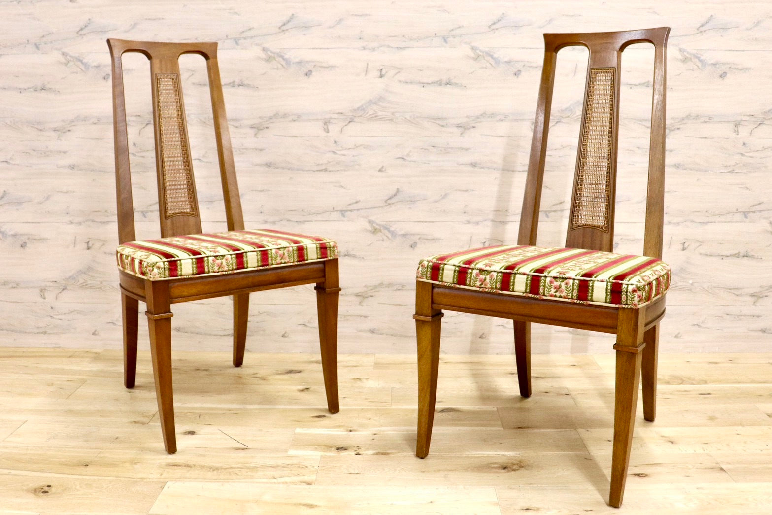 GMHK700A○DREXEL HERITAGE / ドレクセルヘイジ ダイニングチェア 椅子 デスクチェア 2脚セット マホガニー ファブリック アンティーク