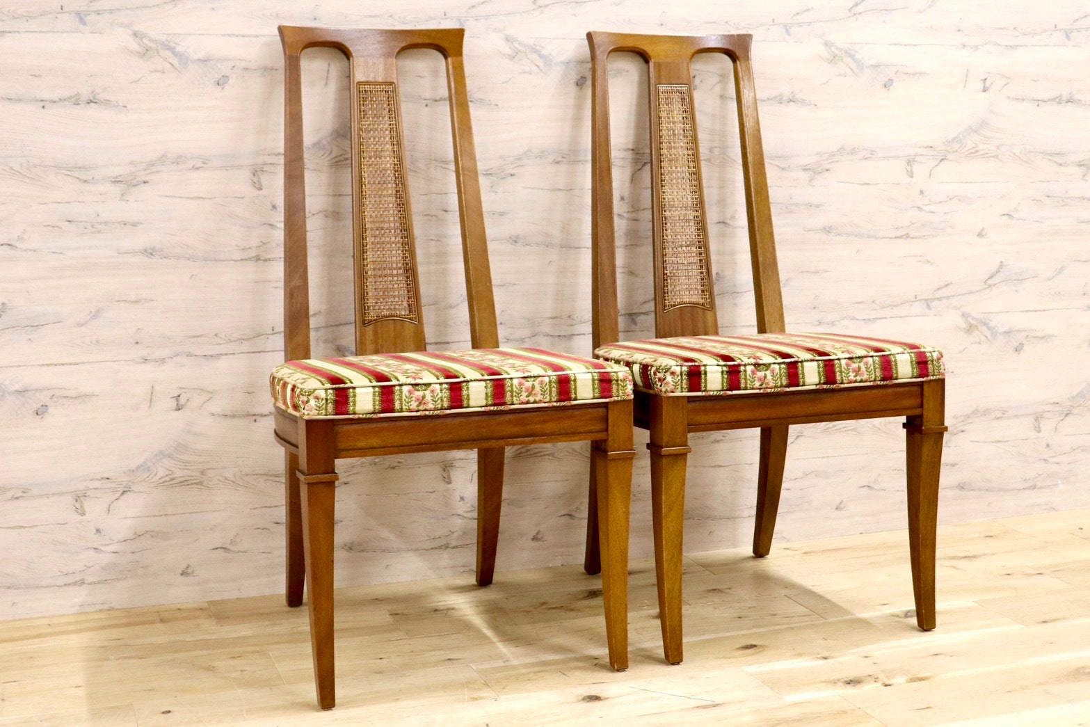 GMHK700A○DREXEL HERITAGE / ドレクセルヘイジ ダイニングチェア 椅子 デスクチェア 2脚セット マホガニー ファブリック アンティーク