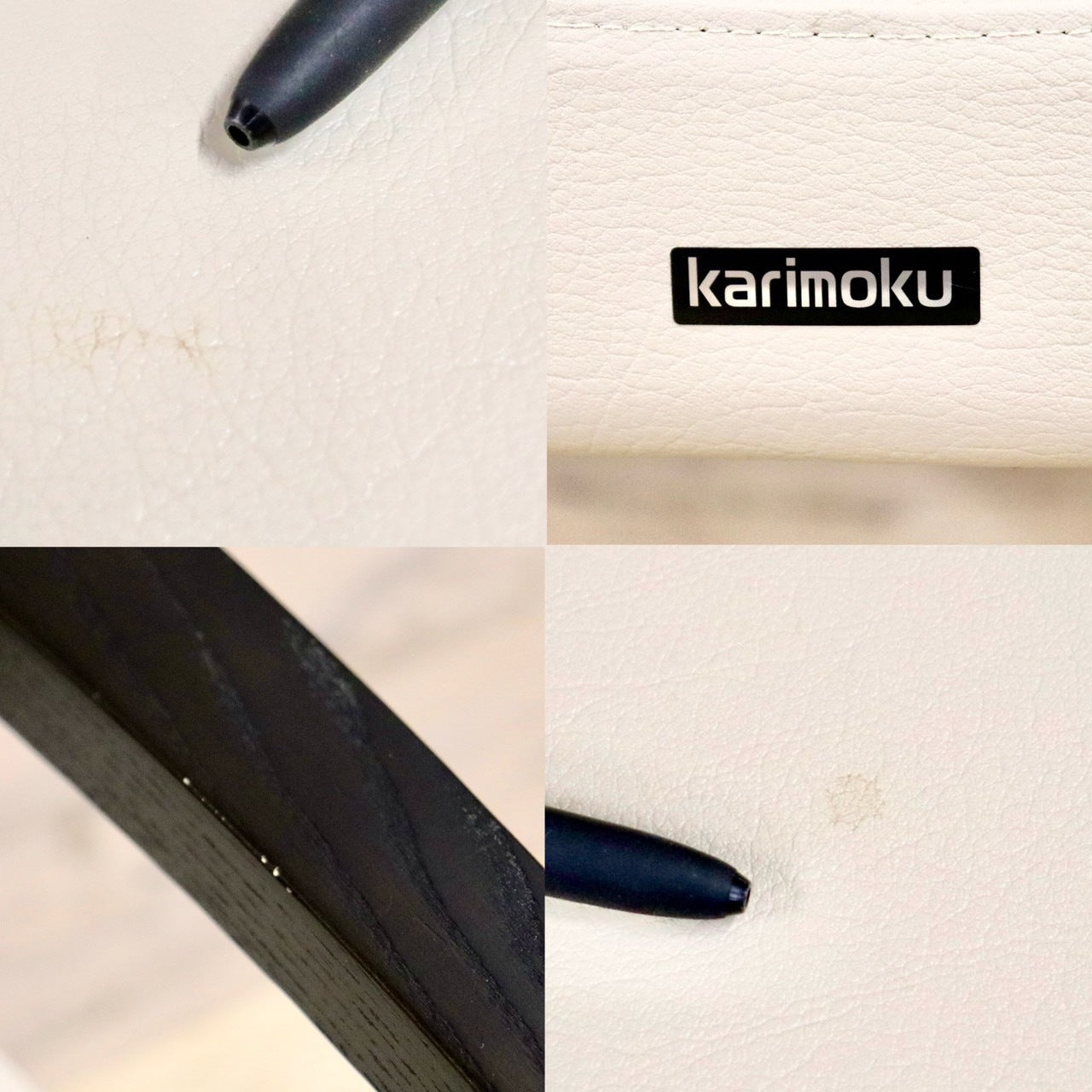 GMHK743A○karimoku / カリモク ダイニングチェア アームチェア 食卓椅子 2脚セット 合皮 アイボリー モダン 国産家具