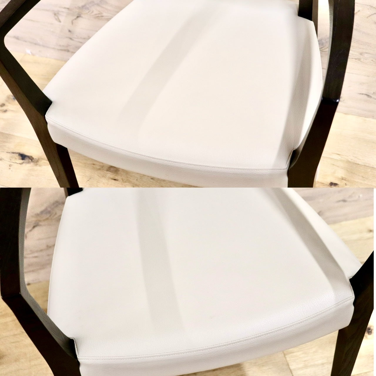 GMHK743B○karimoku / カリモク ダイニングチェア アームチェア 食卓椅子 2脚セット 合皮 アイボリー モダン 国産家具