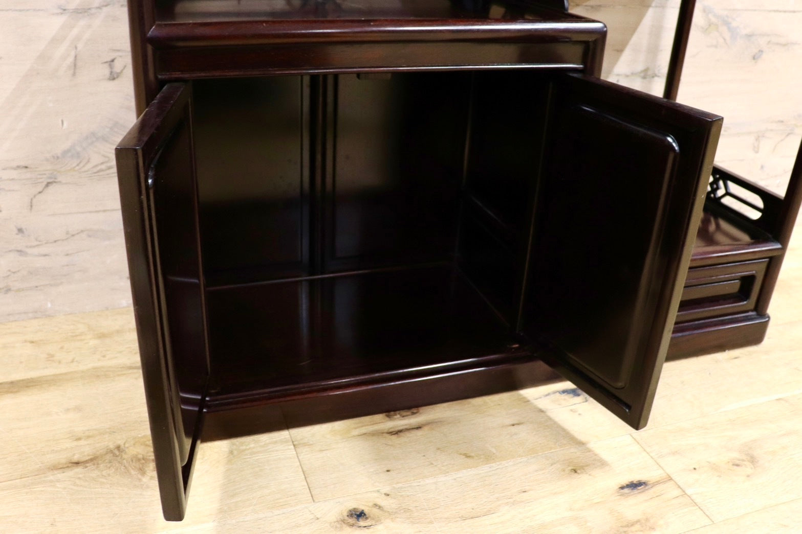 GMHK655○唐木家具 飾り棚 透かし彫り 和製 アンティーク 茶棚 飾り棚 サイドボード キャビネット 茶道具 茶道 棚 置き台 華道