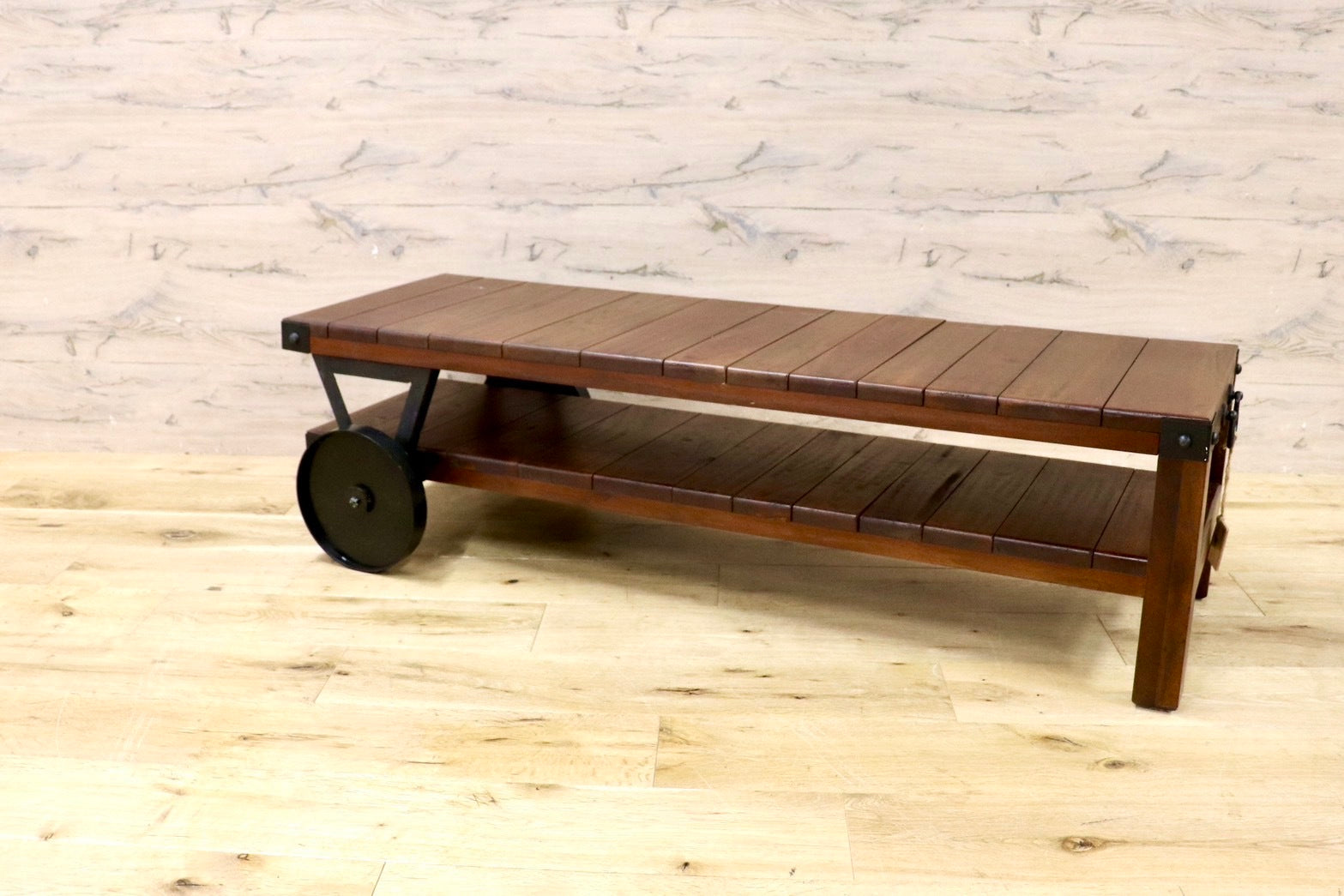 GMHK769○トローリーローボード テレビ台 リビングボード センターテーブル アンティーク レトロ 天然木 車輪付き