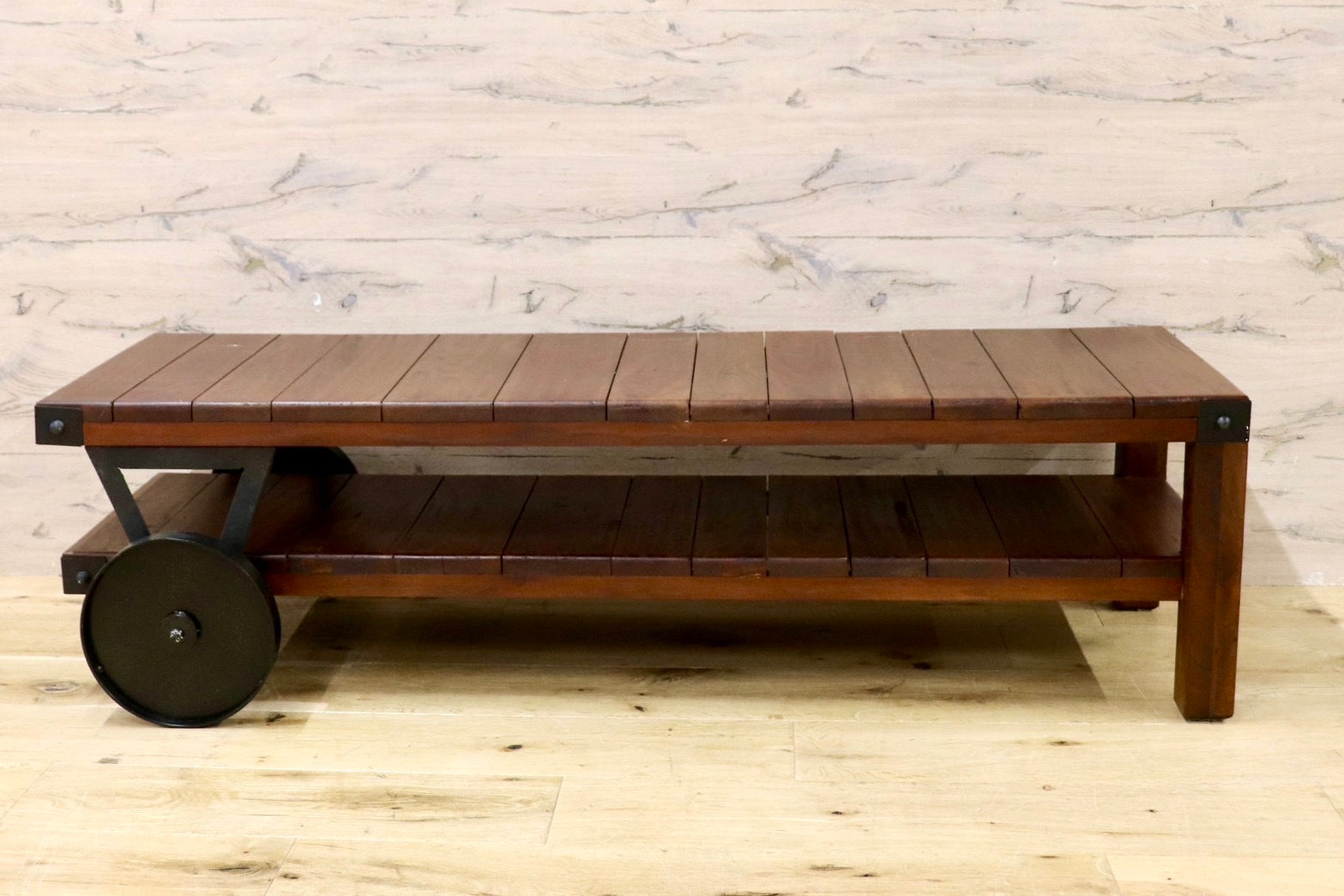 GMHK769○トローリーローボード テレビ台 リビングボード センターテーブル アンティーク レトロ 天然木 車輪付き