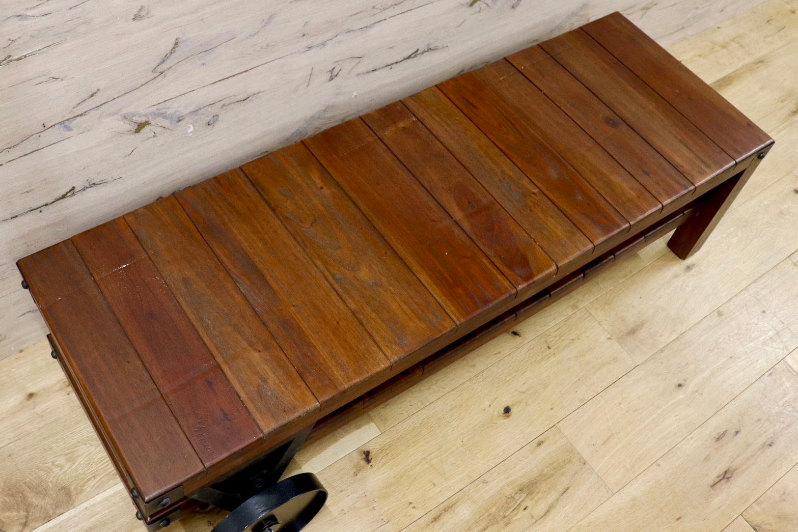 GMHK769○トローリーローボード テレビ台 リビングボード センターテーブル アンティーク レトロ 天然木 車輪付き