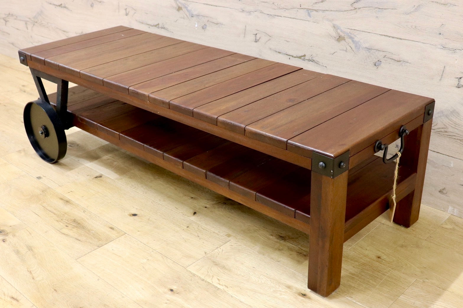 GMHK769○トローリーローボード テレビ台 リビングボード センターテーブル アンティーク レトロ 天然木 車輪付き