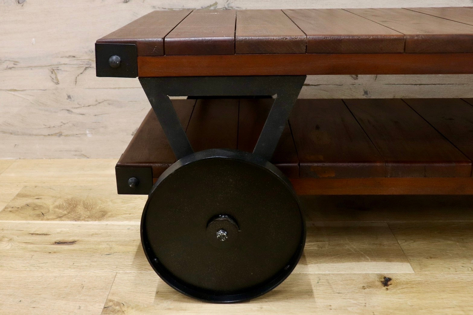 GMHK769○トローリーローボード テレビ台 リビングボード センターテーブル アンティーク レトロ 天然木 車輪付き