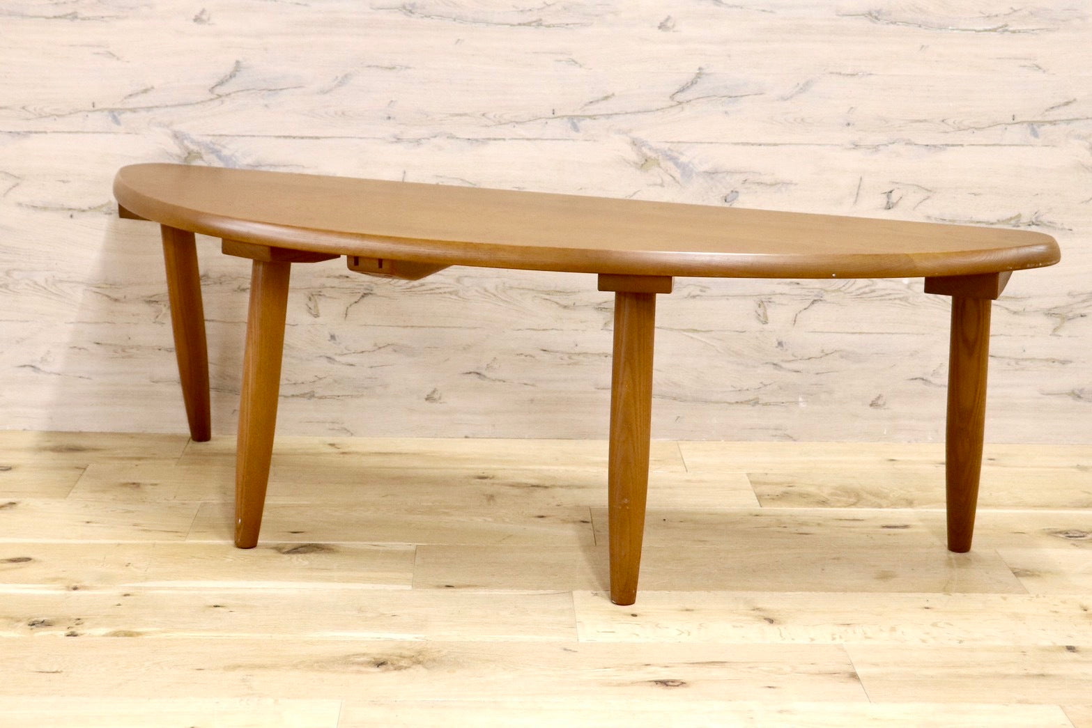 GMHH368○ナガノインテリア / NAGANO INTERIOR センターテーブル リビングテーブル コーヒーテーブル 半円テーブル ローテーブル 天然木