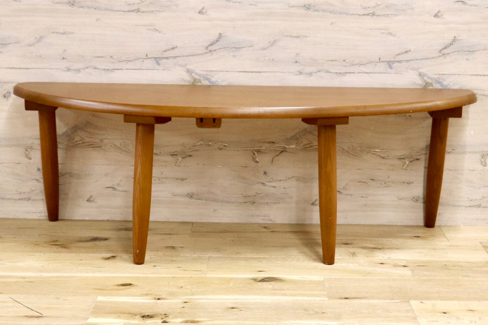 GMHH368○ナガノインテリア / NAGANO INTERIOR センターテーブル リビングテーブル コーヒーテーブル 半円テーブル ローテーブル 天然木