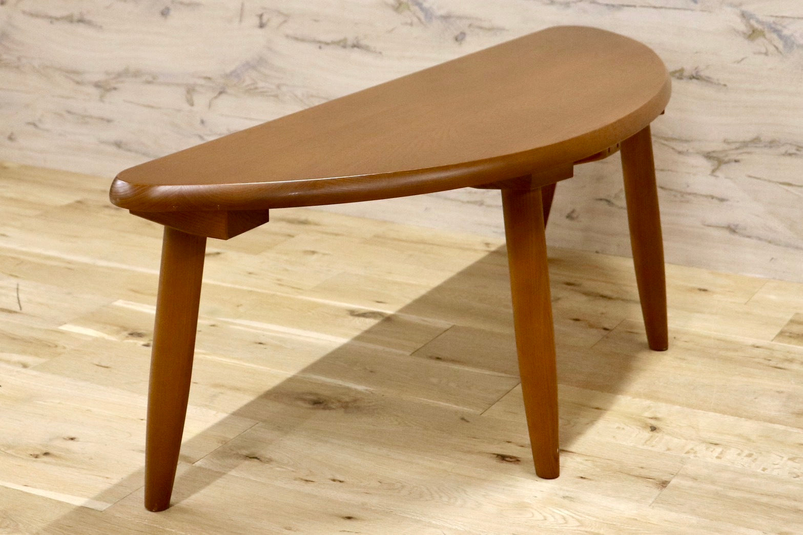 GMHH368○ナガノインテリア / NAGANO INTERIOR センターテーブル リビングテーブル コーヒーテーブル 半円テーブル ローテーブル 天然木