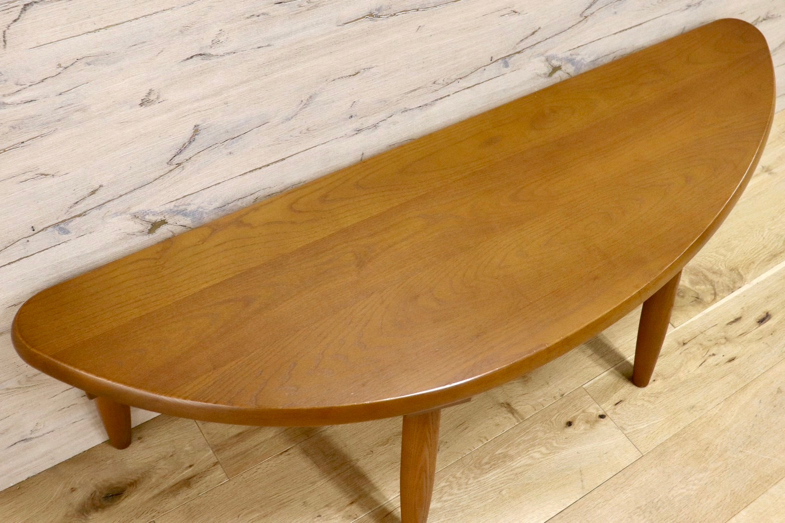 GMHH368○ナガノインテリア / NAGANO INTERIOR センターテーブル リビングテーブル コーヒーテーブル 半円テーブル ローテーブル 天然木