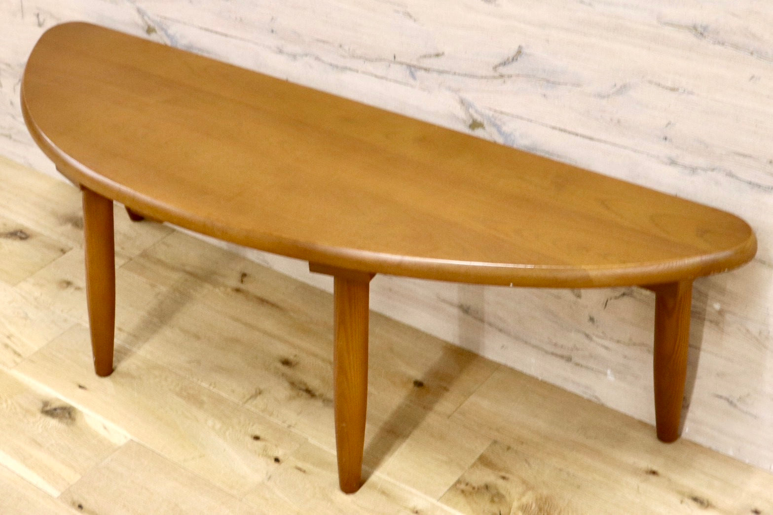 GMHH368○ナガノインテリア / NAGANO INTERIOR センターテーブル リビングテーブル コーヒーテーブル 半円テーブル ローテーブル 天然木