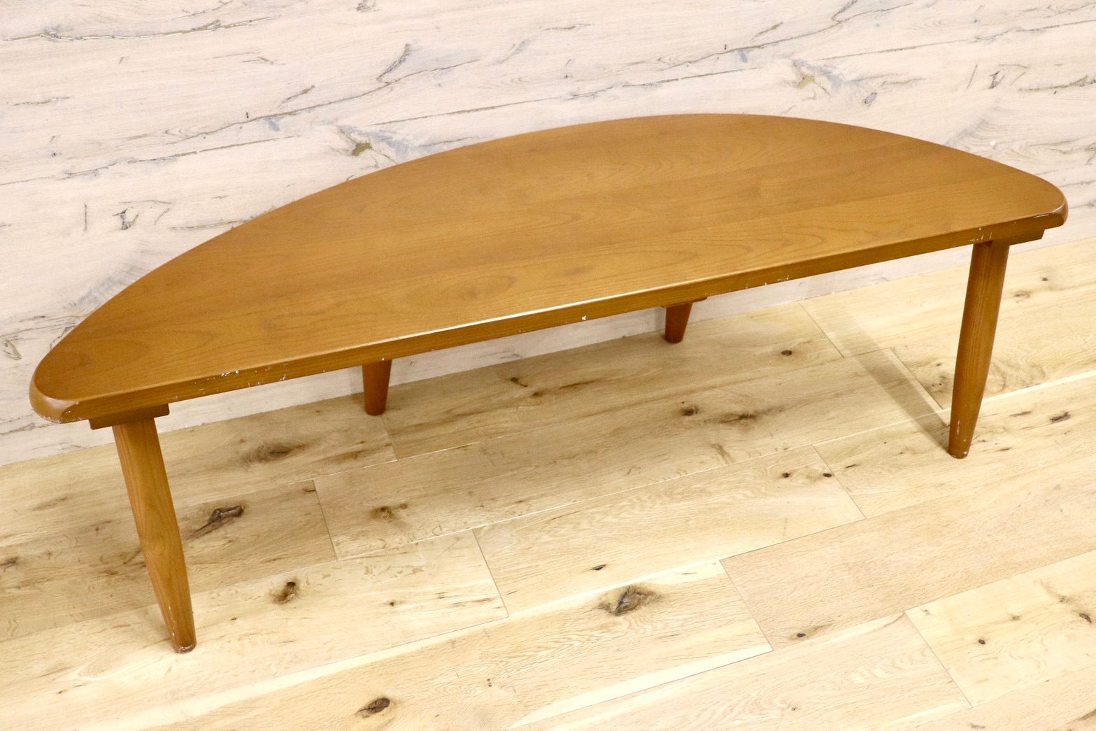 GMHH368○ナガノインテリア / NAGANO INTERIOR センターテーブル リビングテーブル コーヒーテーブル 半円テーブル ローテーブル 天然木