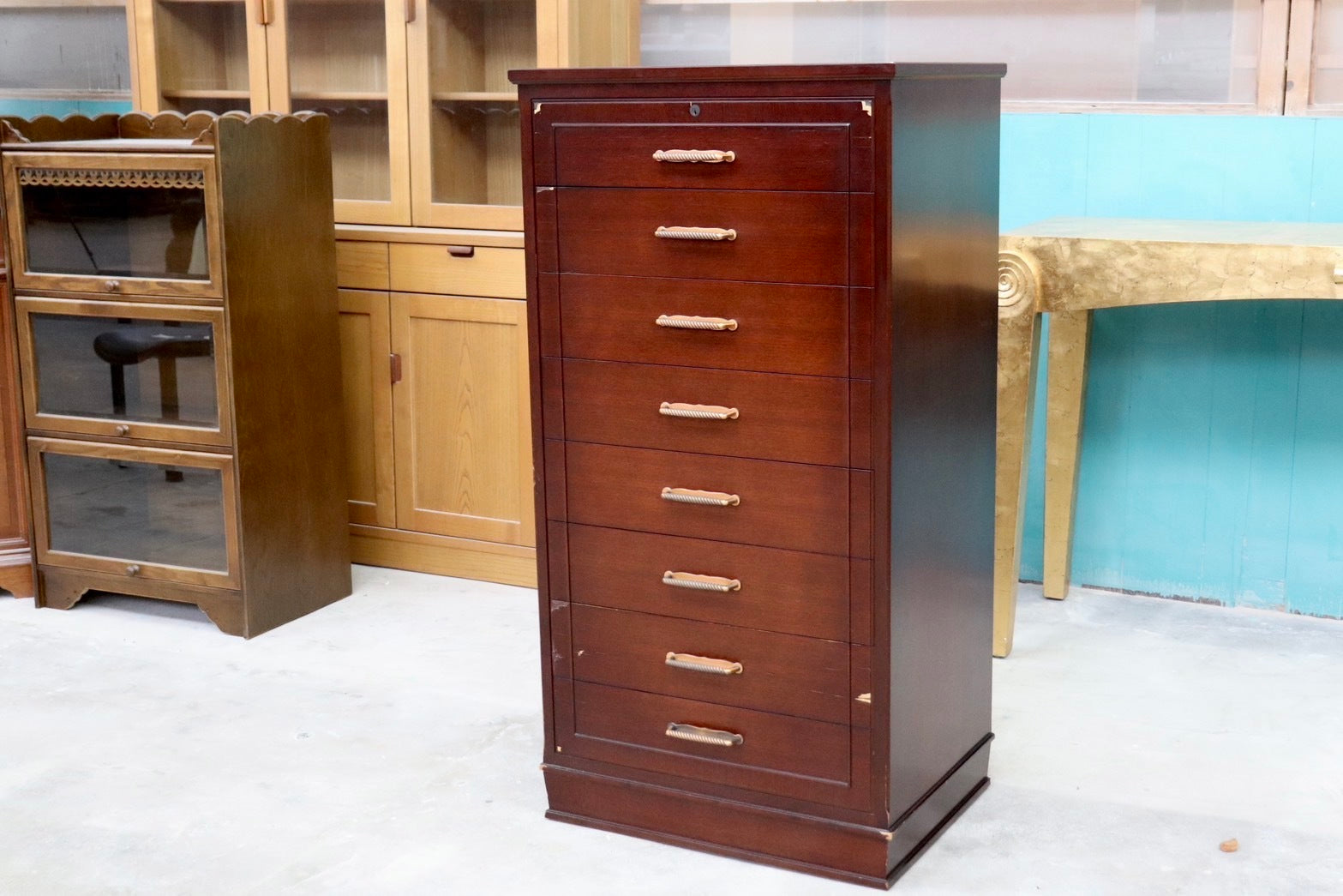 GMHH509A○メープル不二屋 神戸洋家具 クラシック 8段チェスト チェスト 収納家具 引き出し ヨーロピアン アンティーク 稀少