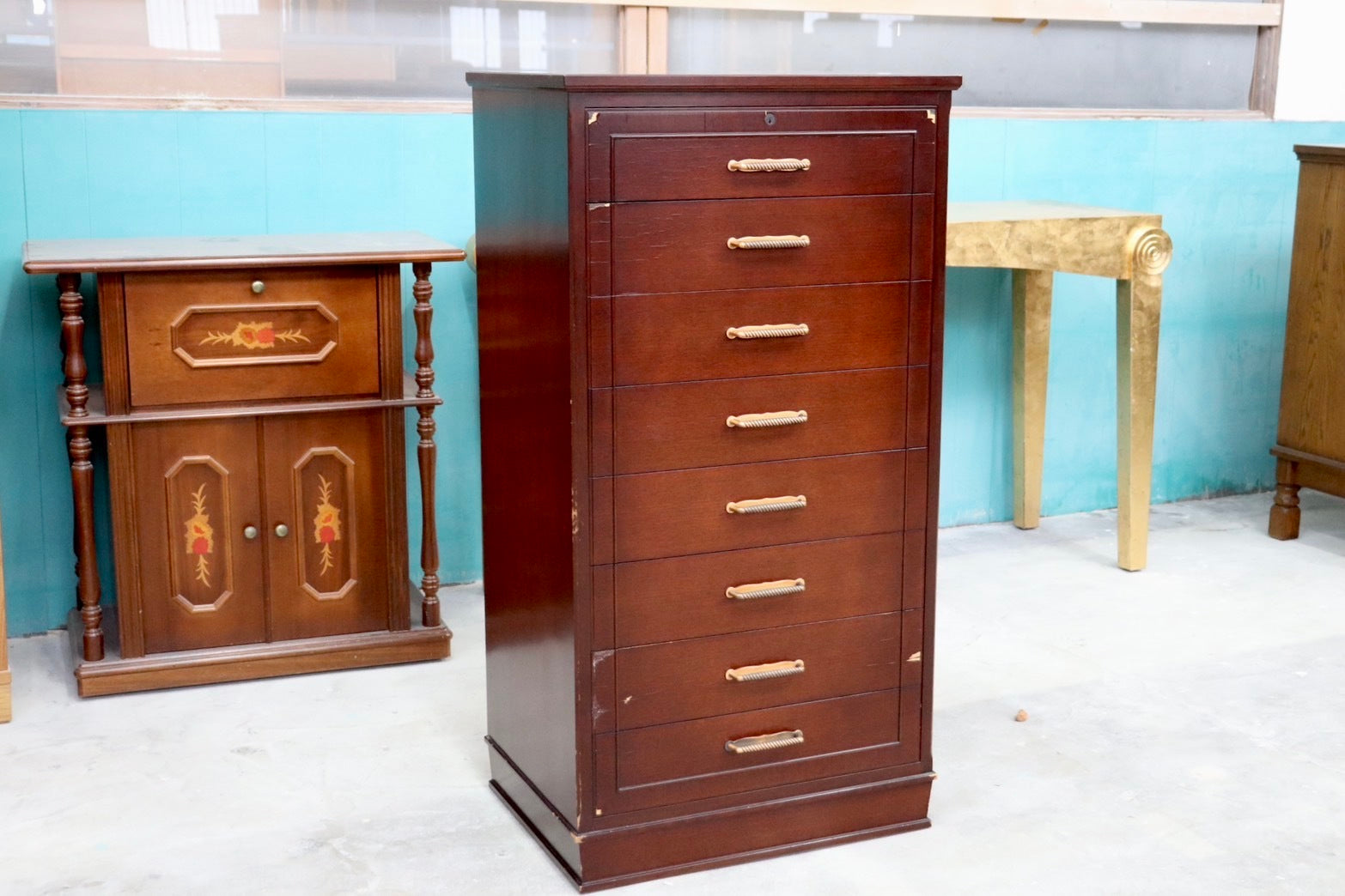 GMHH509A○メープル不二屋 神戸洋家具 クラシック 8段チェスト チェスト 収納家具 引き出し ヨーロピアン アンティーク 稀少