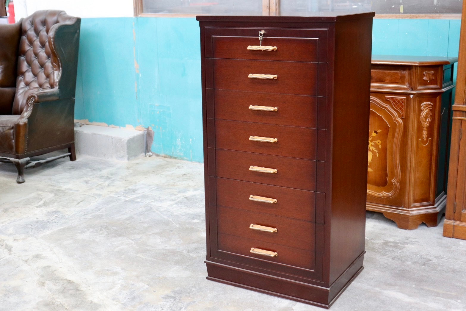 GMHH509B○メープル不二屋 神戸洋家具 クラシック 8段チェスト チェスト 収納家具 引き出し ヨーロピアン アンティーク 稀少