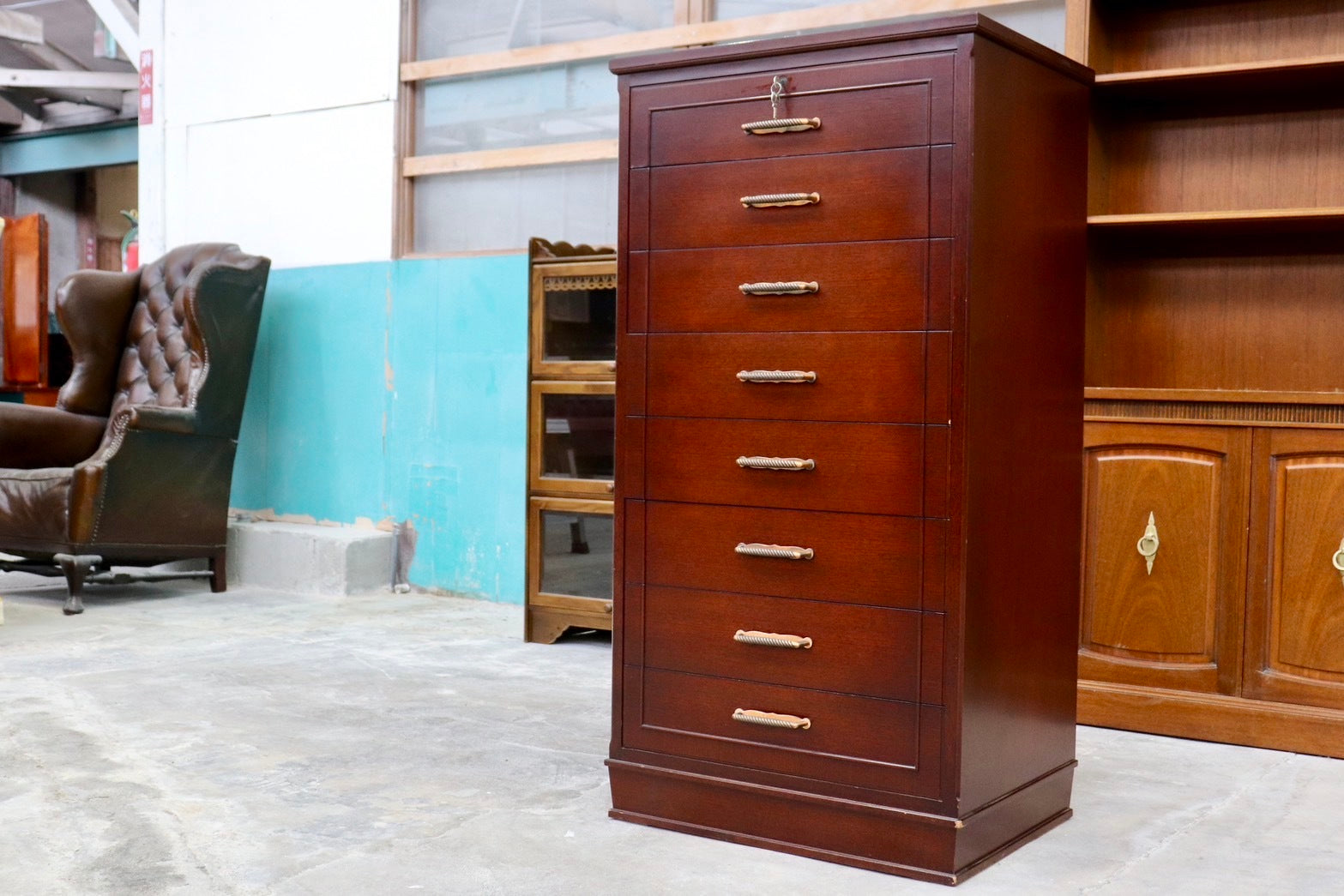 GMHH509C○メープル不二屋 神戸洋家具 クラシック 8段チェスト チェスト 収納家具 引き出し ヨーロピアン アンティーク 稀少