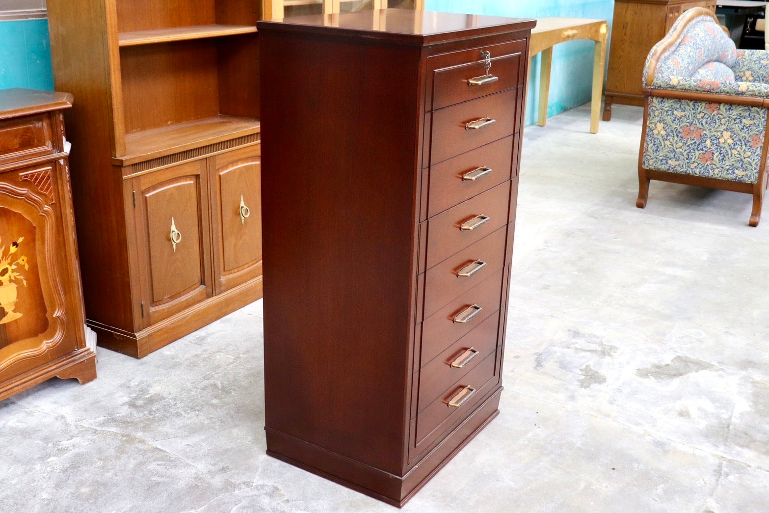 GMHH509C○メープル不二屋 神戸洋家具 クラシック 8段チェスト チェスト 収納家具 引き出し ヨーロピアン アンティーク 稀少