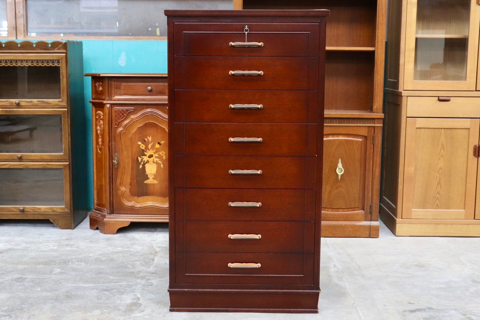 GMHH509C○メープル不二屋 神戸洋家具 クラシック 8段チェスト チェスト 収納家具 引き出し ヨーロピアン アンティーク 稀少