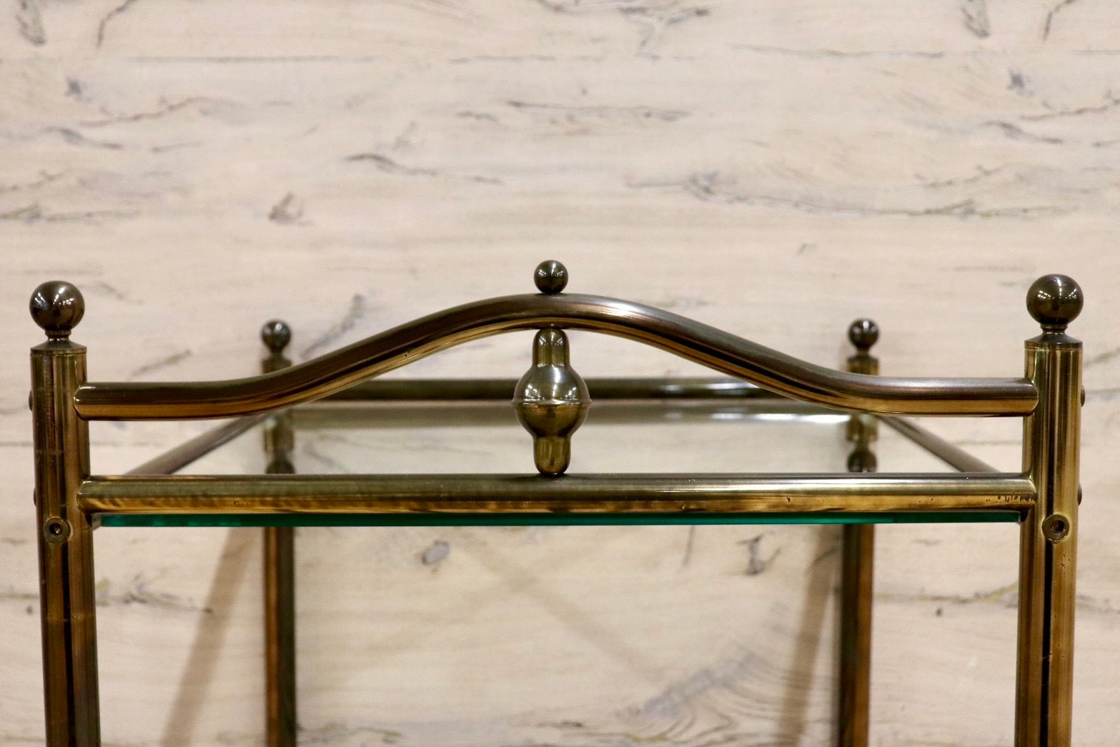 GMHS560○サイドテーブル ベッドサイドテーブル ガラステーブル 花台 飾り台 2段 モダン アンティーク ヨーロピアン風 展示品