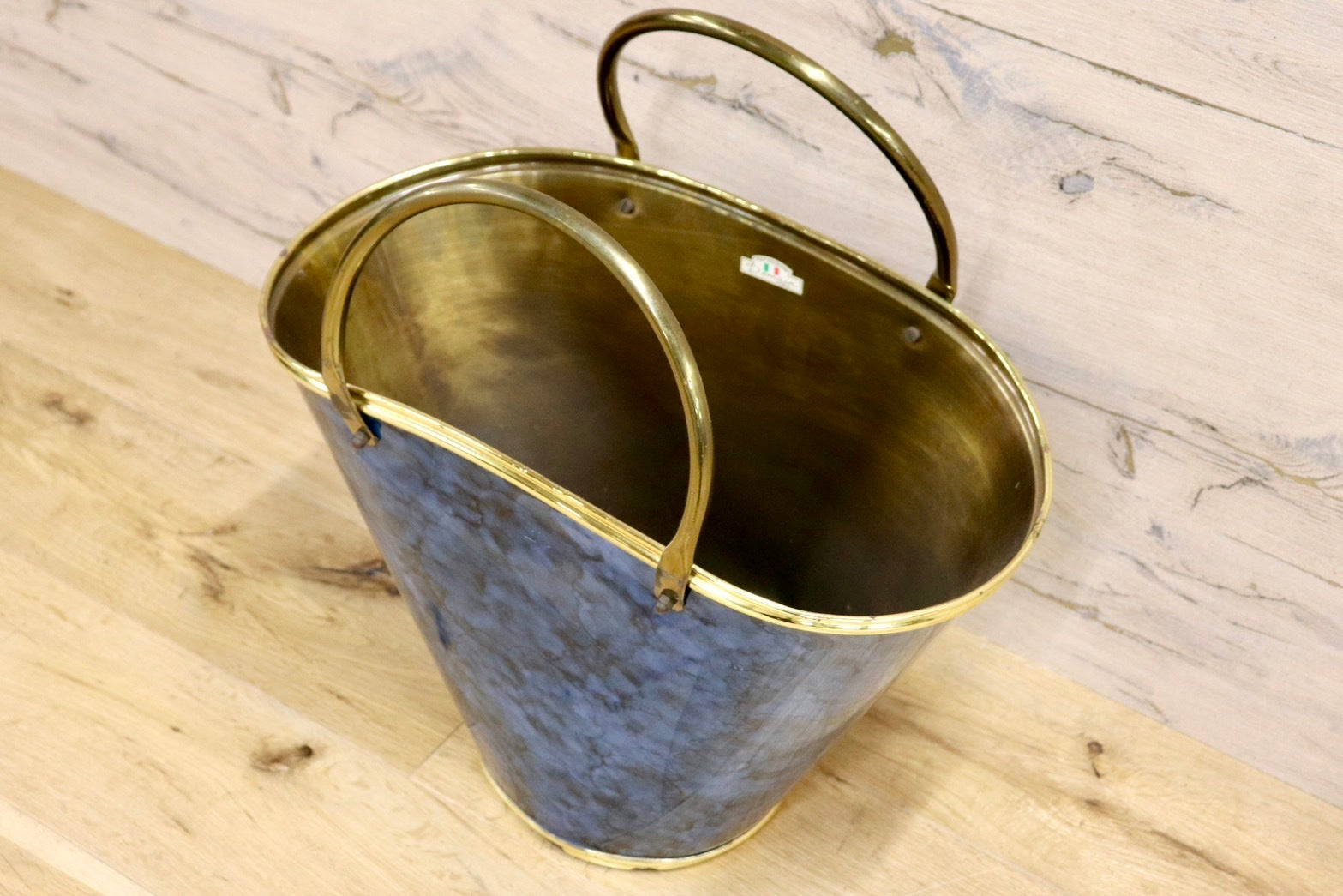 GMHS442○Demain / ドマン マガジンラック バスケット 収納かご ブラス製品 イタリア製 エレガント ヨーロピアン アンティーク 展示品