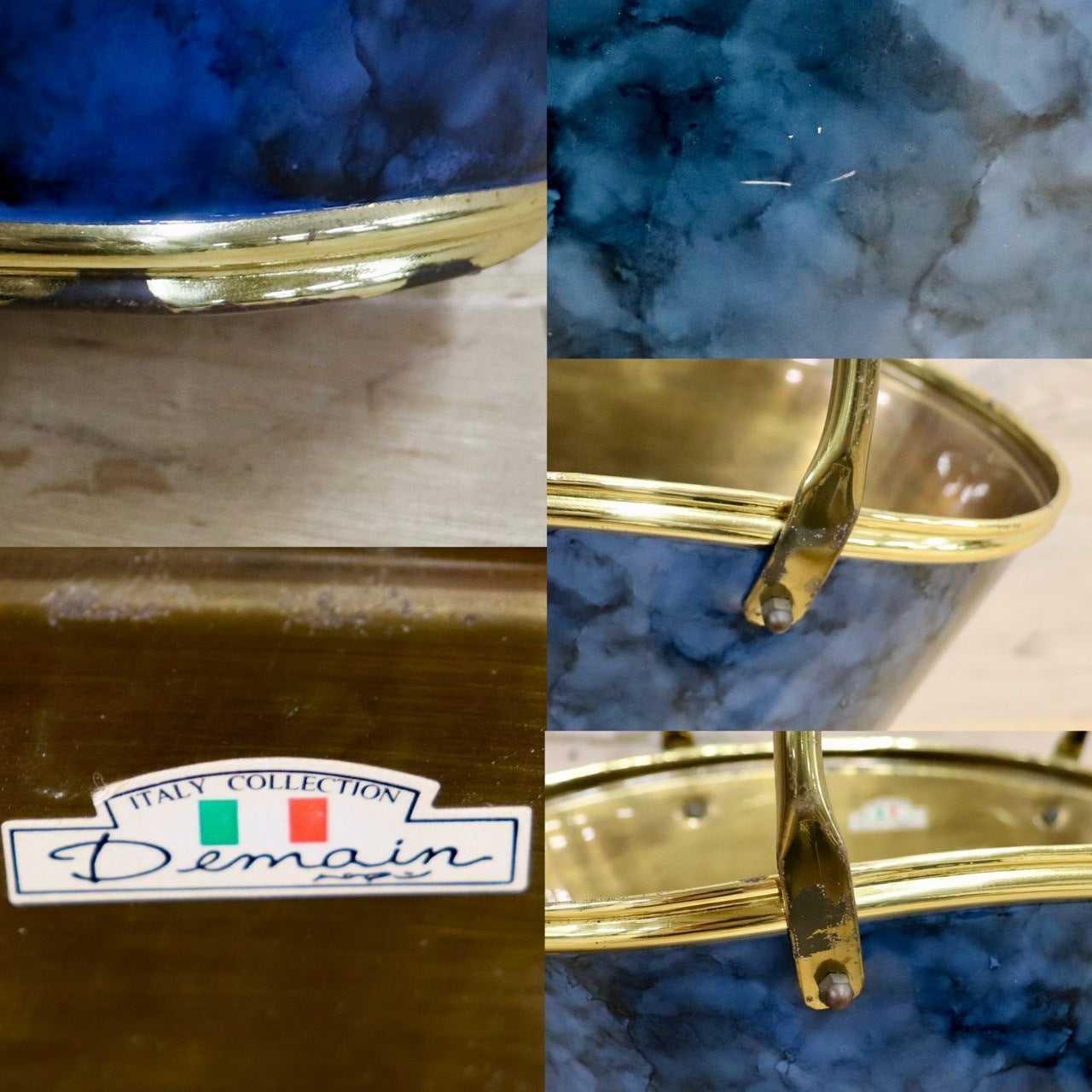 GMHS442○Demain / ドマン マガジンラック バスケット 収納かご ブラス製品 イタリア製 エレガント ヨーロピアン アンティーク 展示品