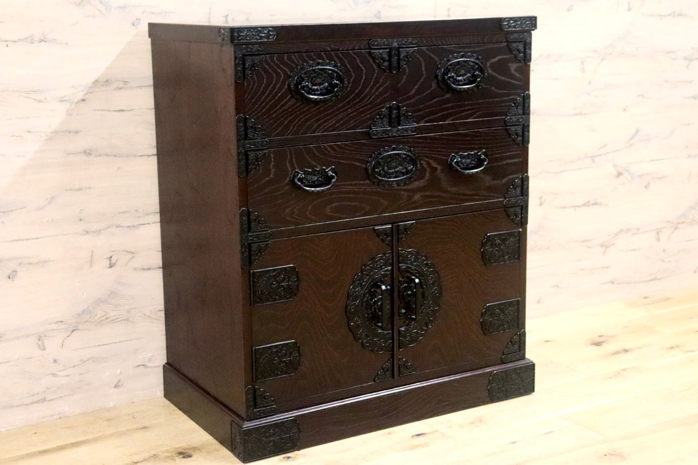 GMHS561○民芸家具 チェスト 整理タンス 小物入れ 収納家具 和家具 和モダン 欅材 和室 座敷 古民家 アンティーク