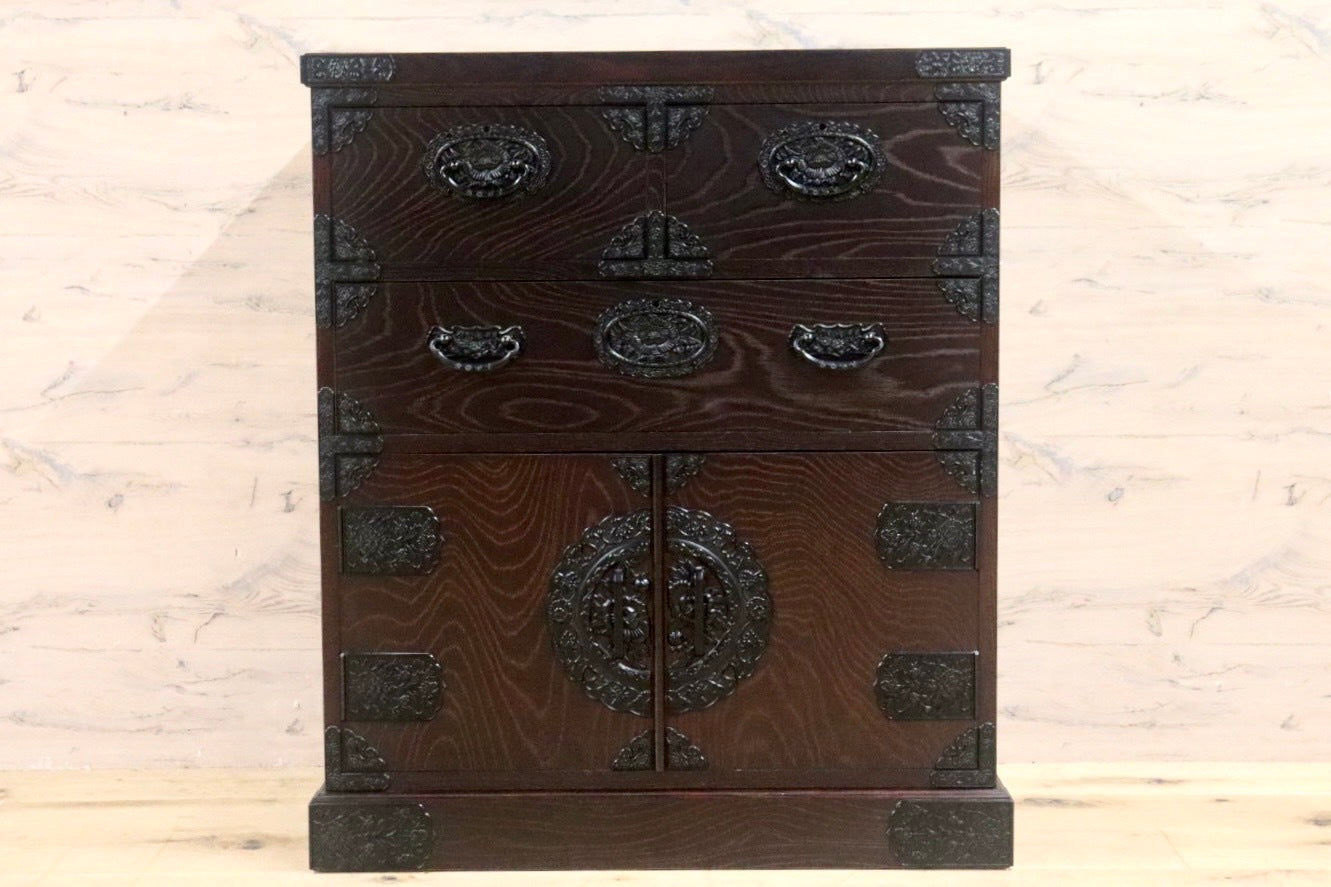 GMHS561○民芸家具 チェスト 整理タンス 小物入れ 収納家具 和家具 和モダン 欅材 和室 座敷 古民家 アンティーク