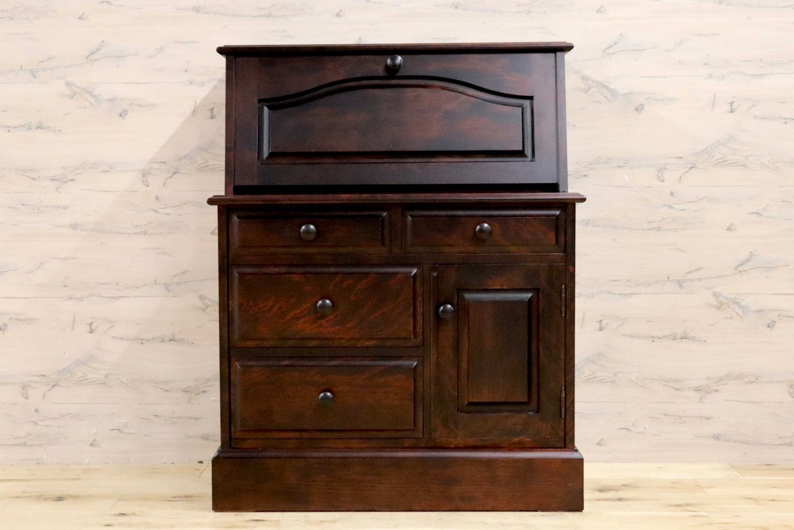 GMHS576B○神居民芸 ライティングビューロー 収納家具 和室 和モダン 旭川家具 和光 樺材 アンティーク 古民家