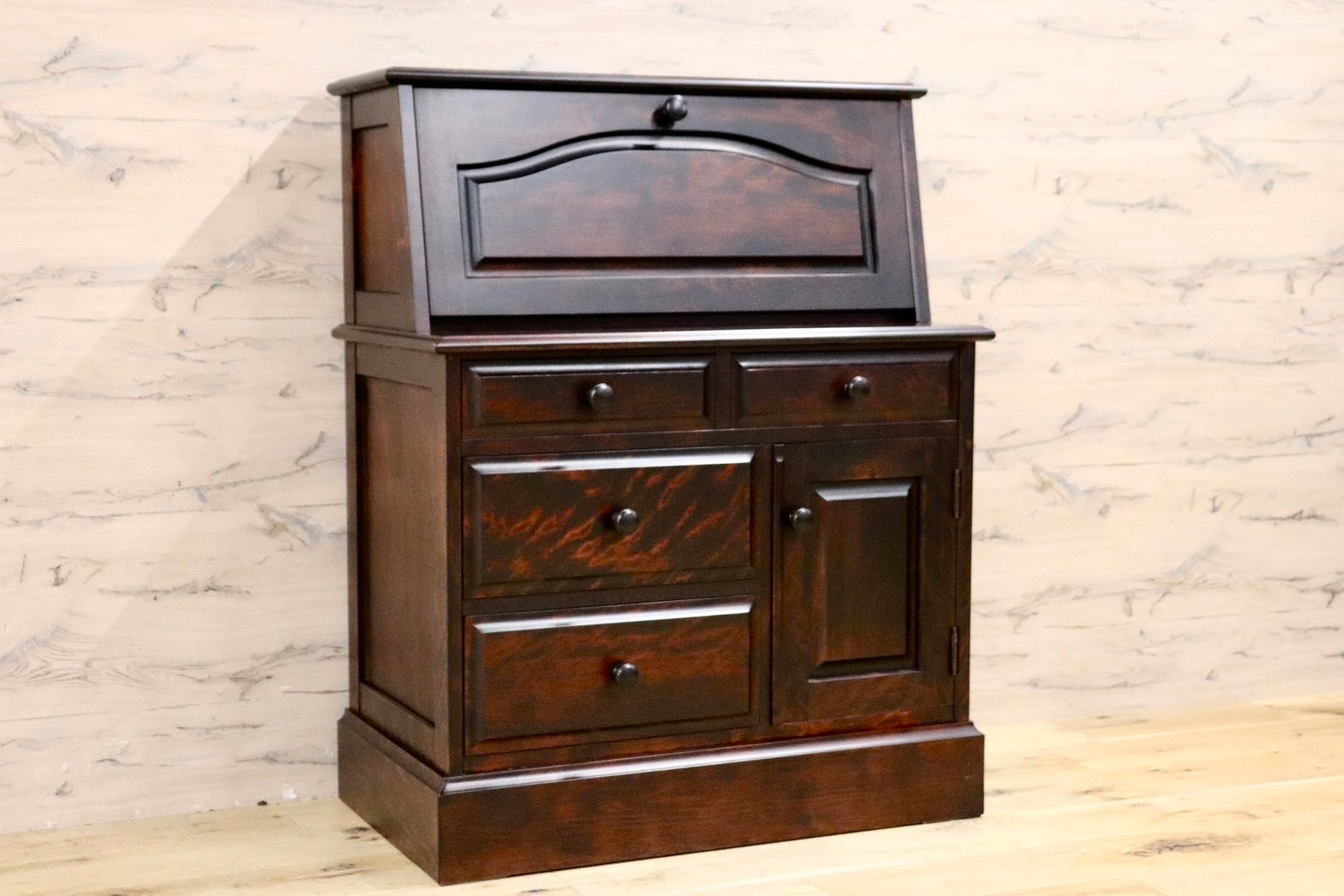 GMHS576B○神居民芸 ライティングビューロー 収納家具 和室 和モダン 旭川家具 和光 樺材 アンティーク 古民家