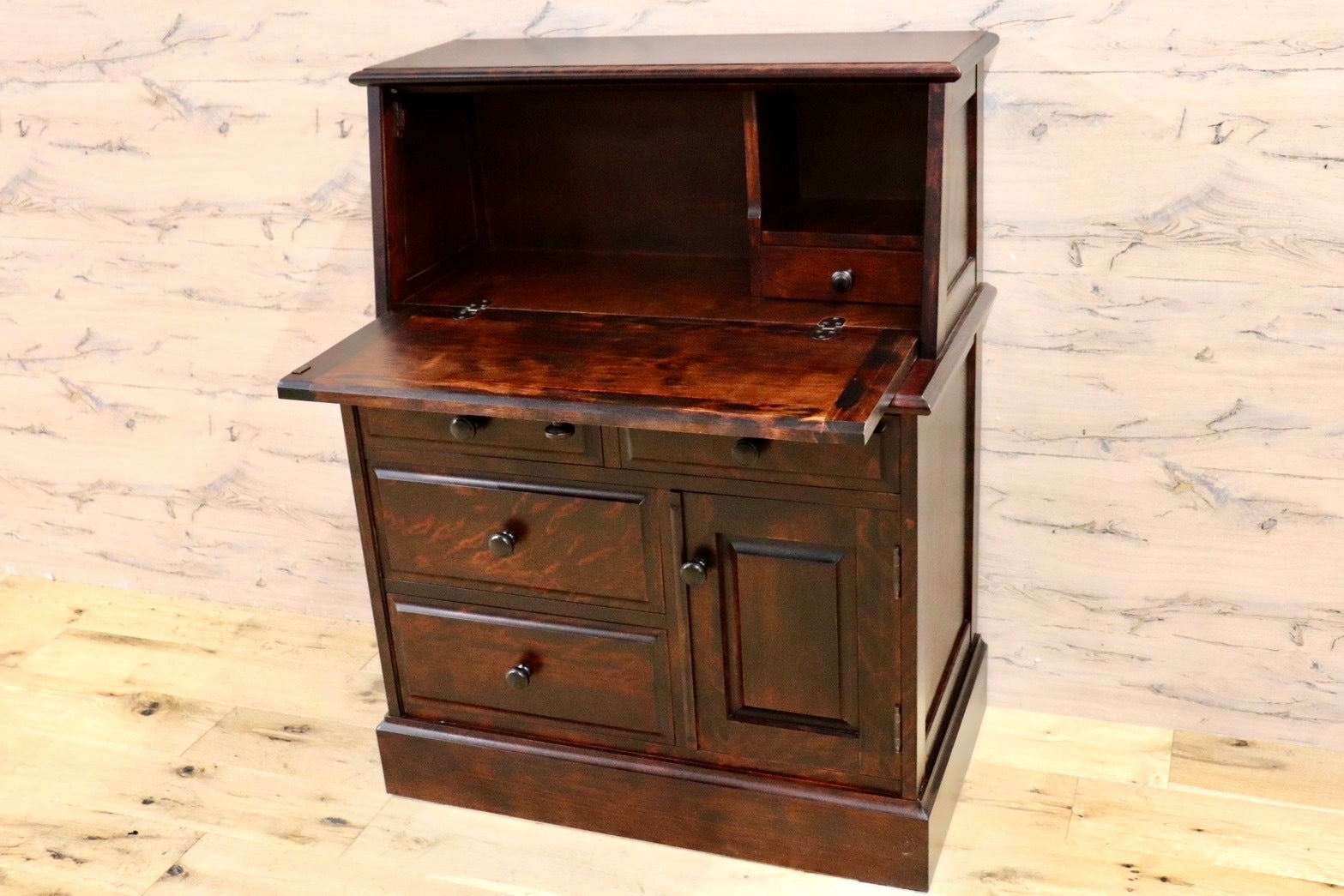 GMHS576B○神居民芸 ライティングビューロー 収納家具 和室 和モダン 旭川家具 和光 樺材 アンティーク 古民家